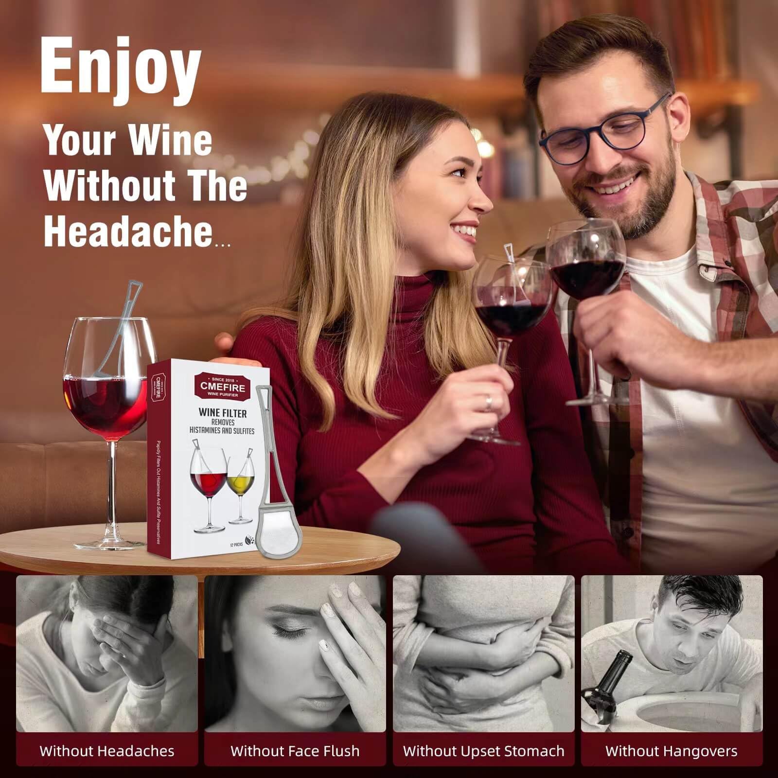 Wine Filters Sulfites Histamines Purifier Wands: May Reduce Headaches and Alleviate Wine Allergies & Sensitivities(4 Packs)