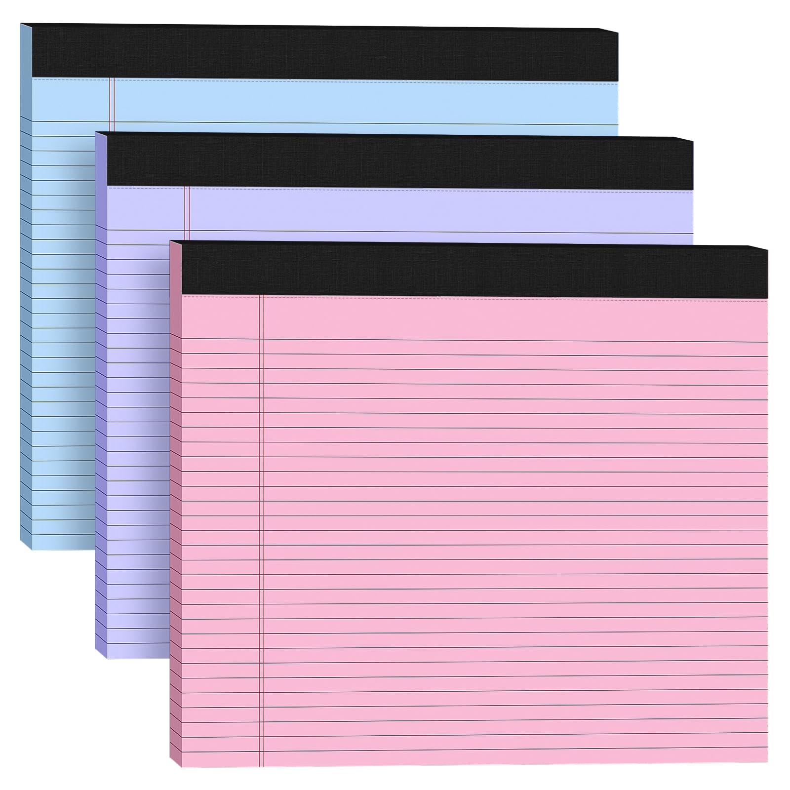 3 Pack Wide Legal Pads 11 x 9 5 Landscape Format Pink Purple Blue College Ruled Note Pad
