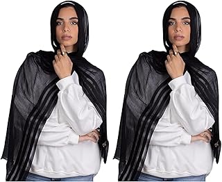 Le Voile Women Jakkar Linen SCARF Black One Size