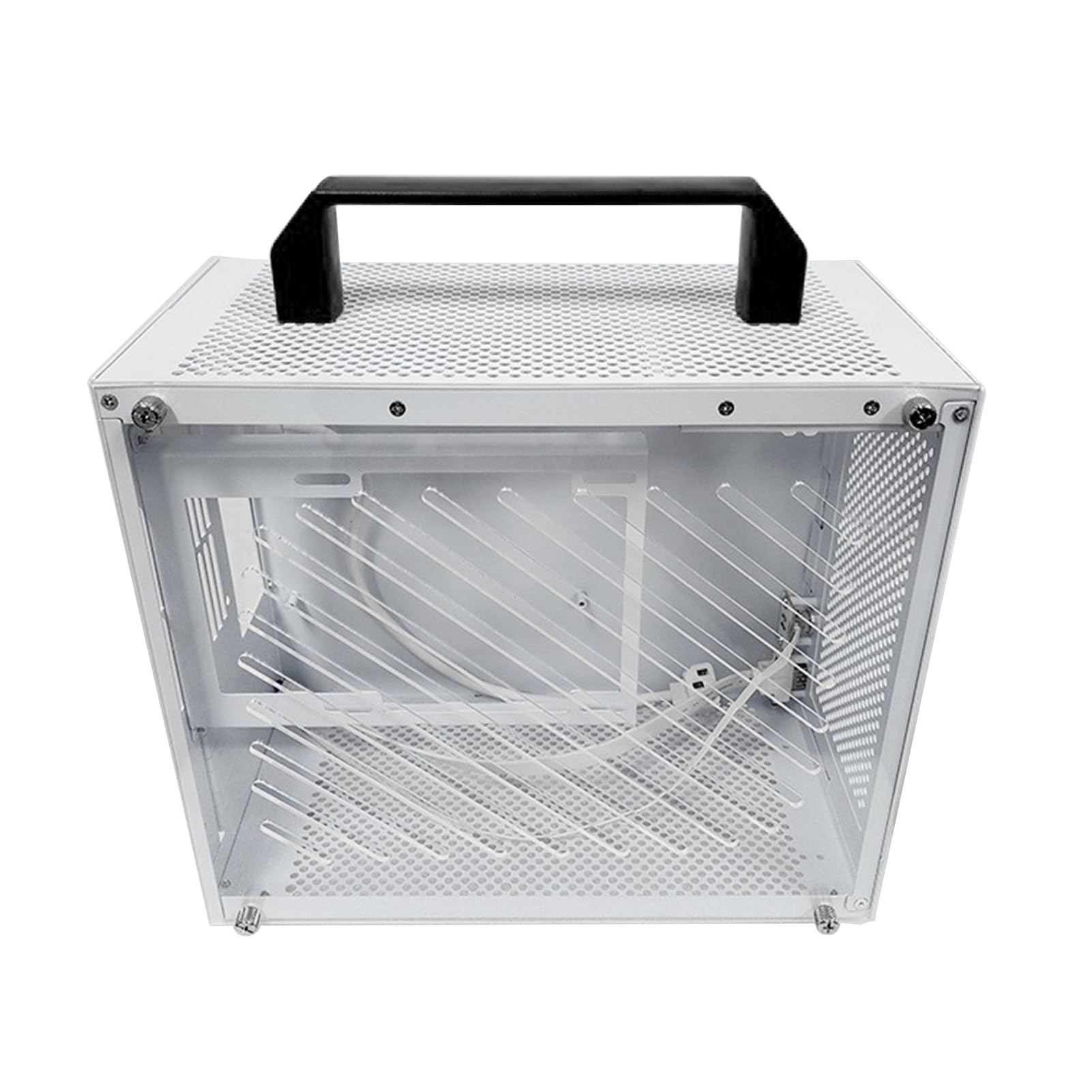 Generic Generic Kompaktowa, Trwała Obudowa Komputera ITX z Długim Procesorem Graficznym 280 Mm, Wolna przestrzeń Montażowa do Gier i Pracy, Panel Akrylowy, Idealna do Płyty Głównej MATX ITX, Czarna