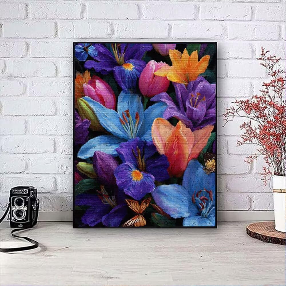 Kolor Kwiatów Diament Malarstwo Zestawy Dla Dorosłych, 5D Okrągłe Wiertło Diamentowe Malarstwo Dzieci Malarstwo, Diamant Art Haft Cross Stitch Obrazy, Mozaika Sztuka Do Dekoracji Ściany 80x110cm