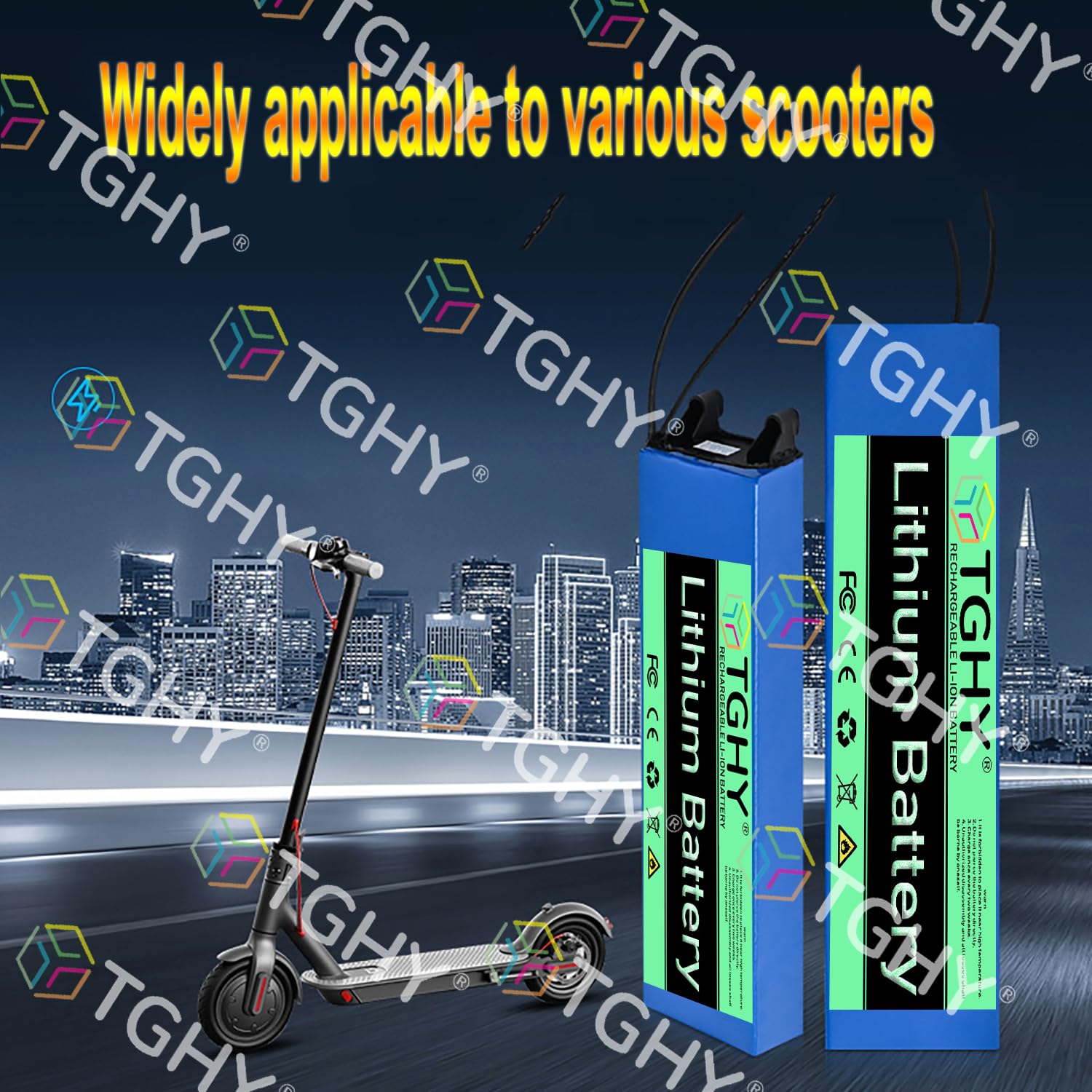 TGHY Monopattino Elettrico Pieghevole Ricaricabile da 36 Volt con Batteria Integrata agli ioni di Litio da 36V 6Ah o 7.8Ah (Fino a 280,8 Wh) per Motore di Monopattino Elettrico.,36v7.8ah,XT60+JST 2