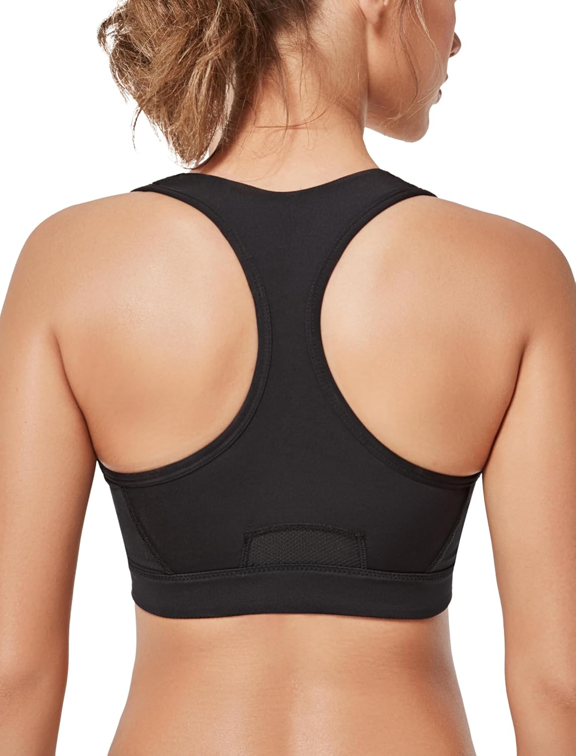 Yvette Racerback Sports Bras for Women High Impact Front Zip Supportive Wireless Workout Bra - Image 2