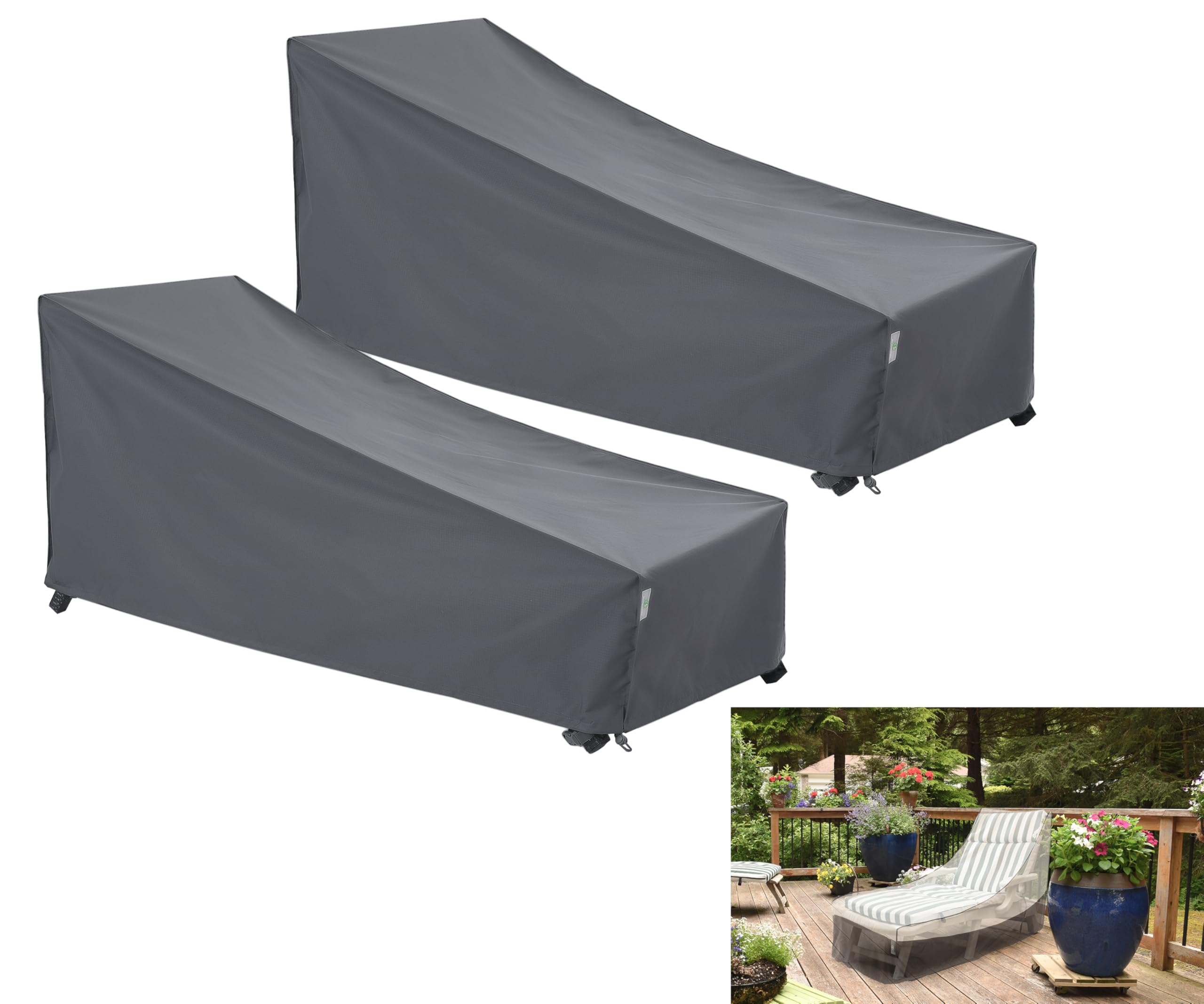 Copertura Chaise Longue Patio GREHABOR - Impermeabile E UV Resistente Per Esterni, Confezione Da 2 - Foto 13