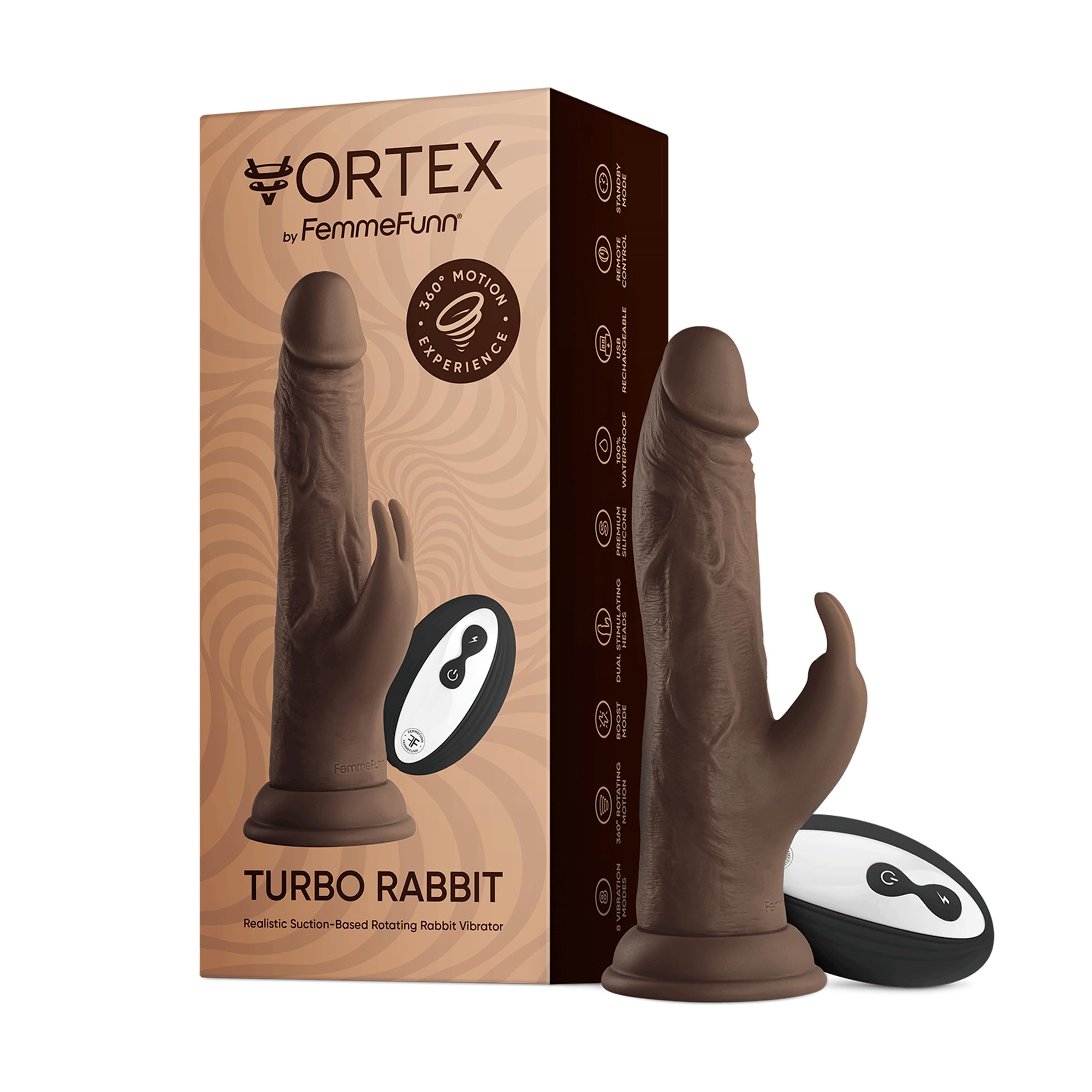Femmefunn Wireless Turbo Vibratori rabbit Brown 21 cm