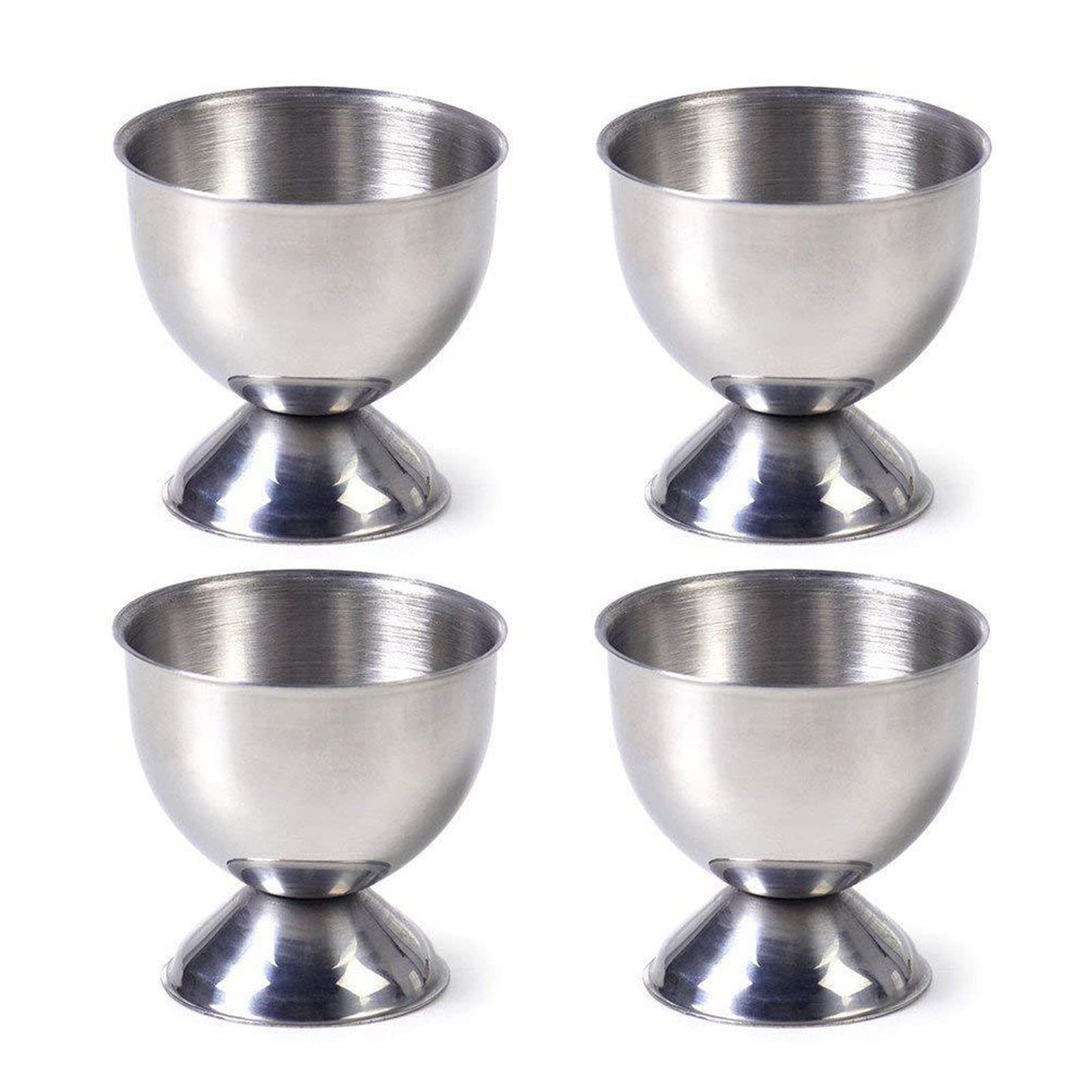 4Pcs Stainless Steel Cups Holders Tray Kitchen Gadgets Tools For Hard Boiled Eggs Silver