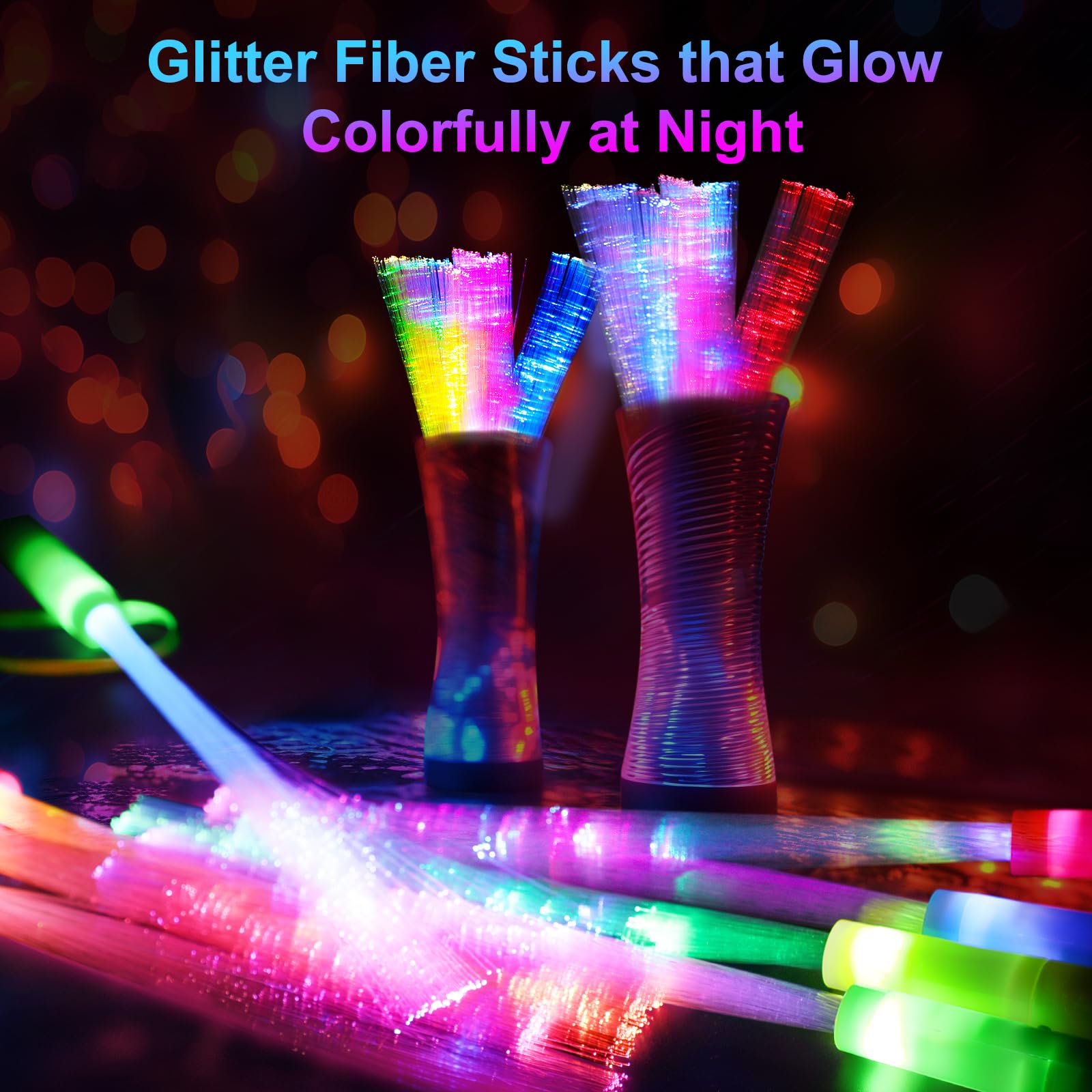 Kangtaixin 24 bastoncini luminosi a LED colorati – Asta luminosa in fibra di vetro con batteria, giocattolo regalo in fibra di vetro per bambini per feste notturne, concerti, Natale, carnevale,