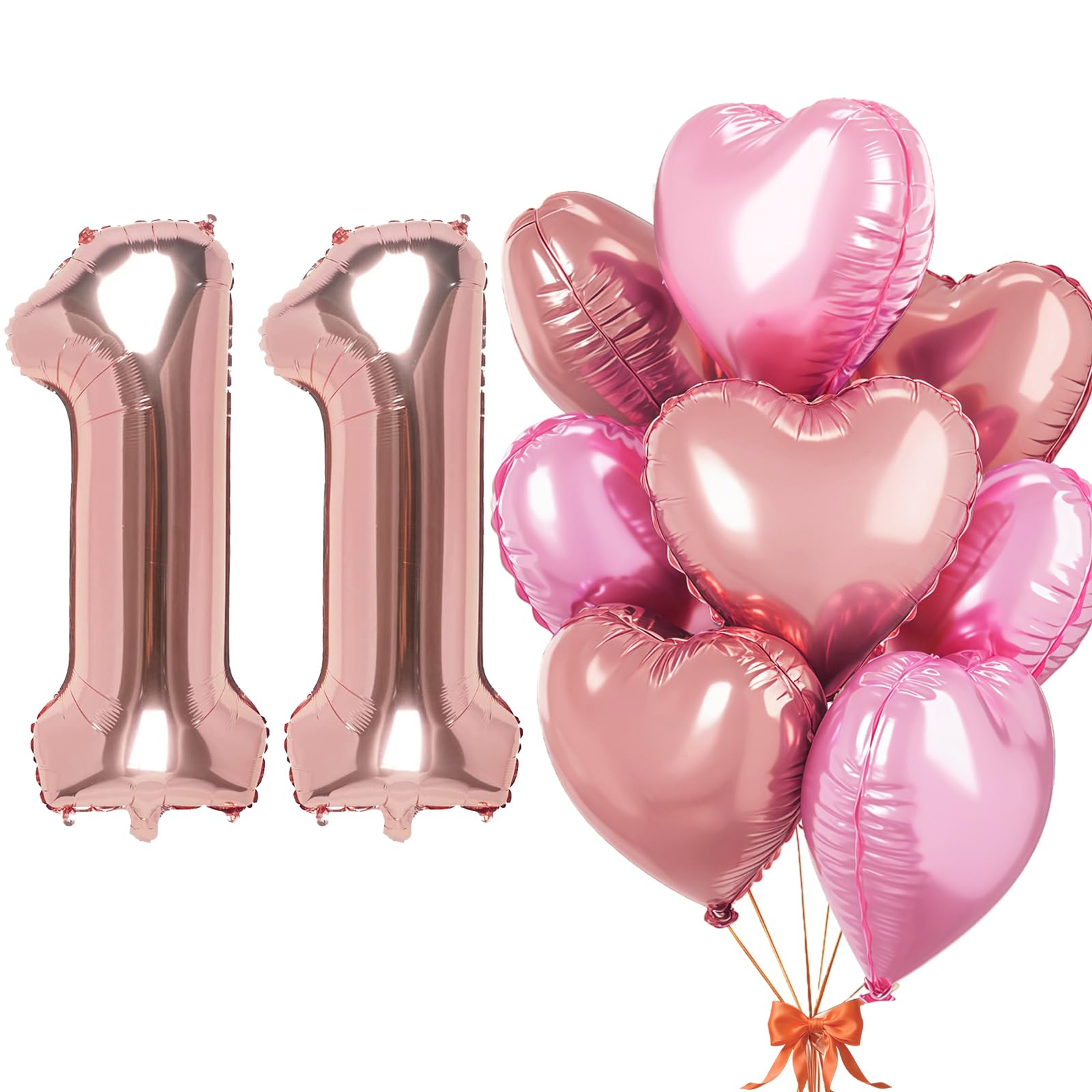 Rose Gold Balloon 10, Foil Balloon Number 10, Heart Foil Balloon Rose Gold Pink, 40 Inch Helium Balloon 10 with Heart Balloons, Balloon 10th Birthday Decoration Set for Birthday Anniversary Party