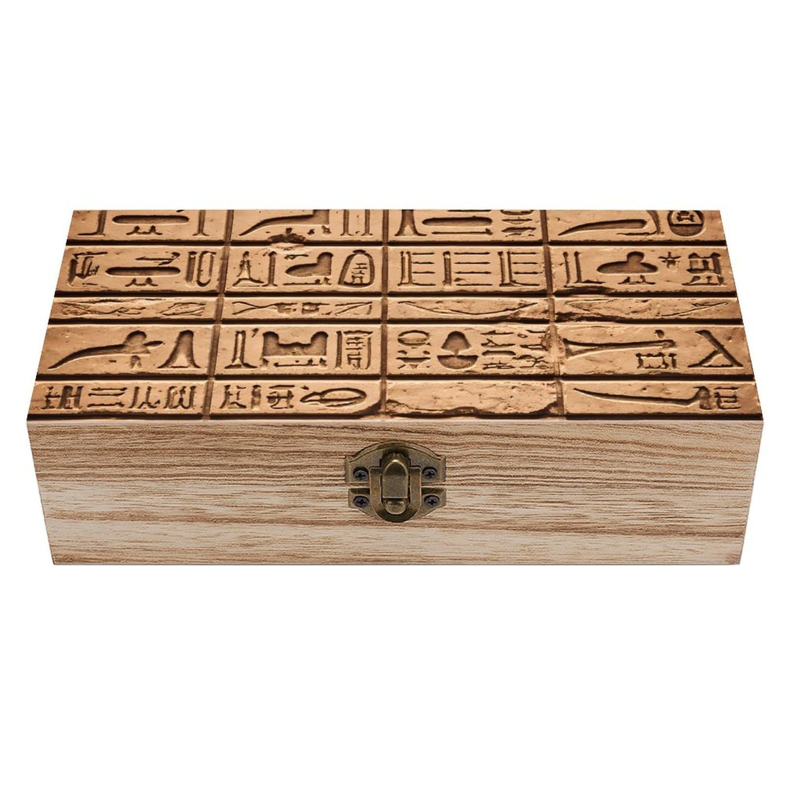 HLBSDM Egypt Hieroglyphics Wooden Storage Box