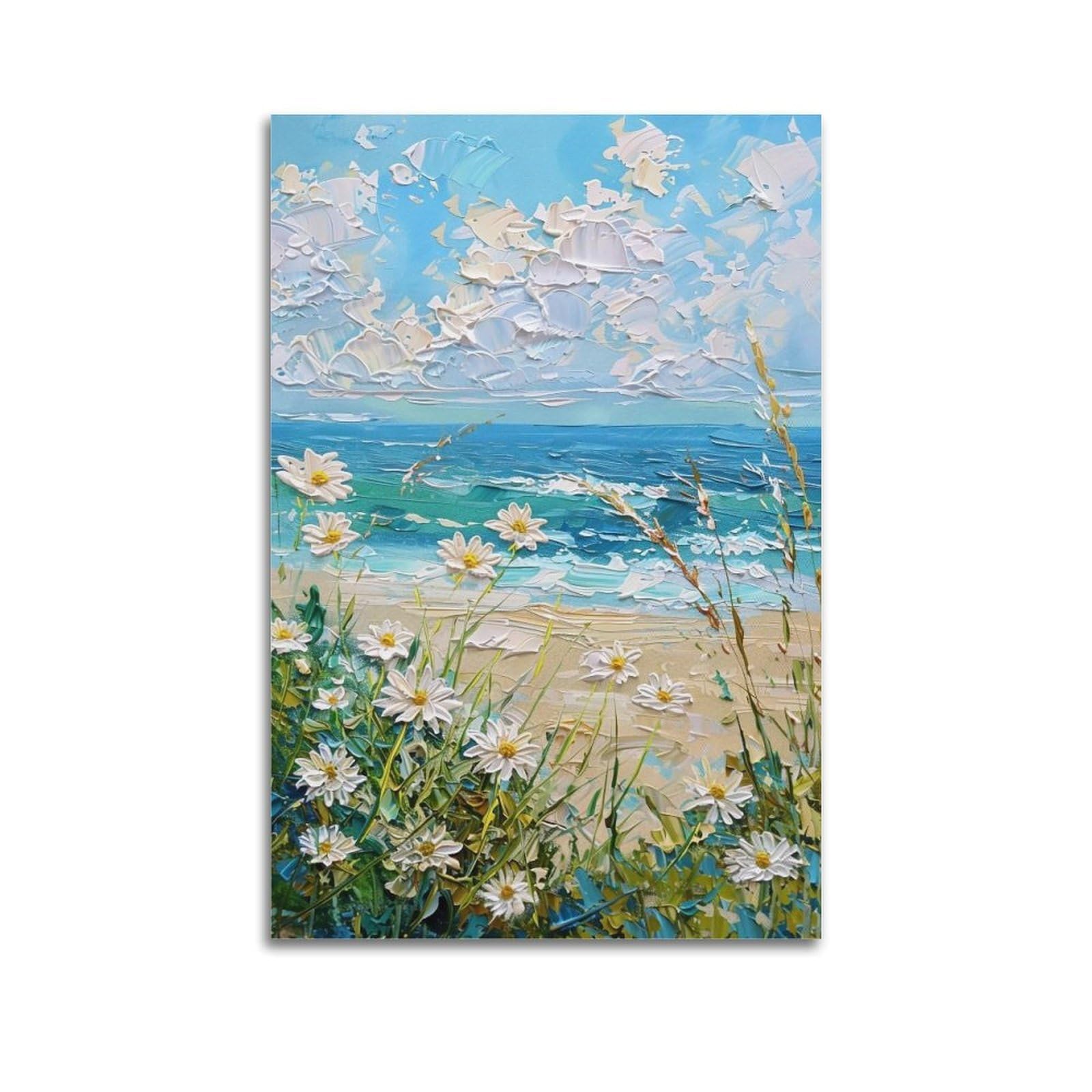 HUERYRYHY Ocean Chamomile Days 01 Poster Wall Art Canvas Vintage Aesthetic Painting Decor for Rooms 24x36inch Unframe-style