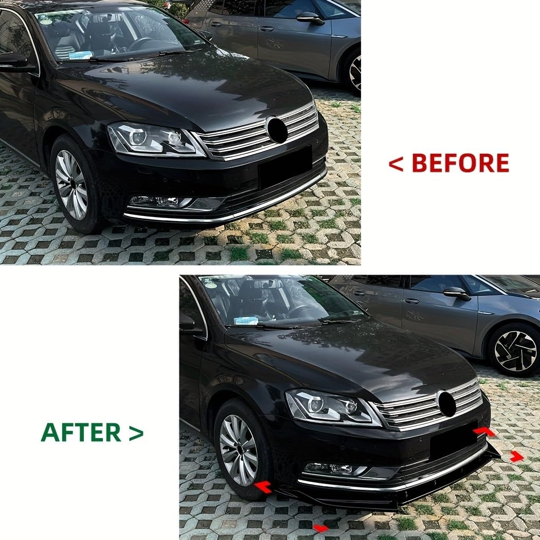 Uniwersalny spoiler Do Passat B7 11-15 Standard Version Glossy | Black Diffuser Splitter Body KitABS Przedni Dokładka przedniego zderzaka
