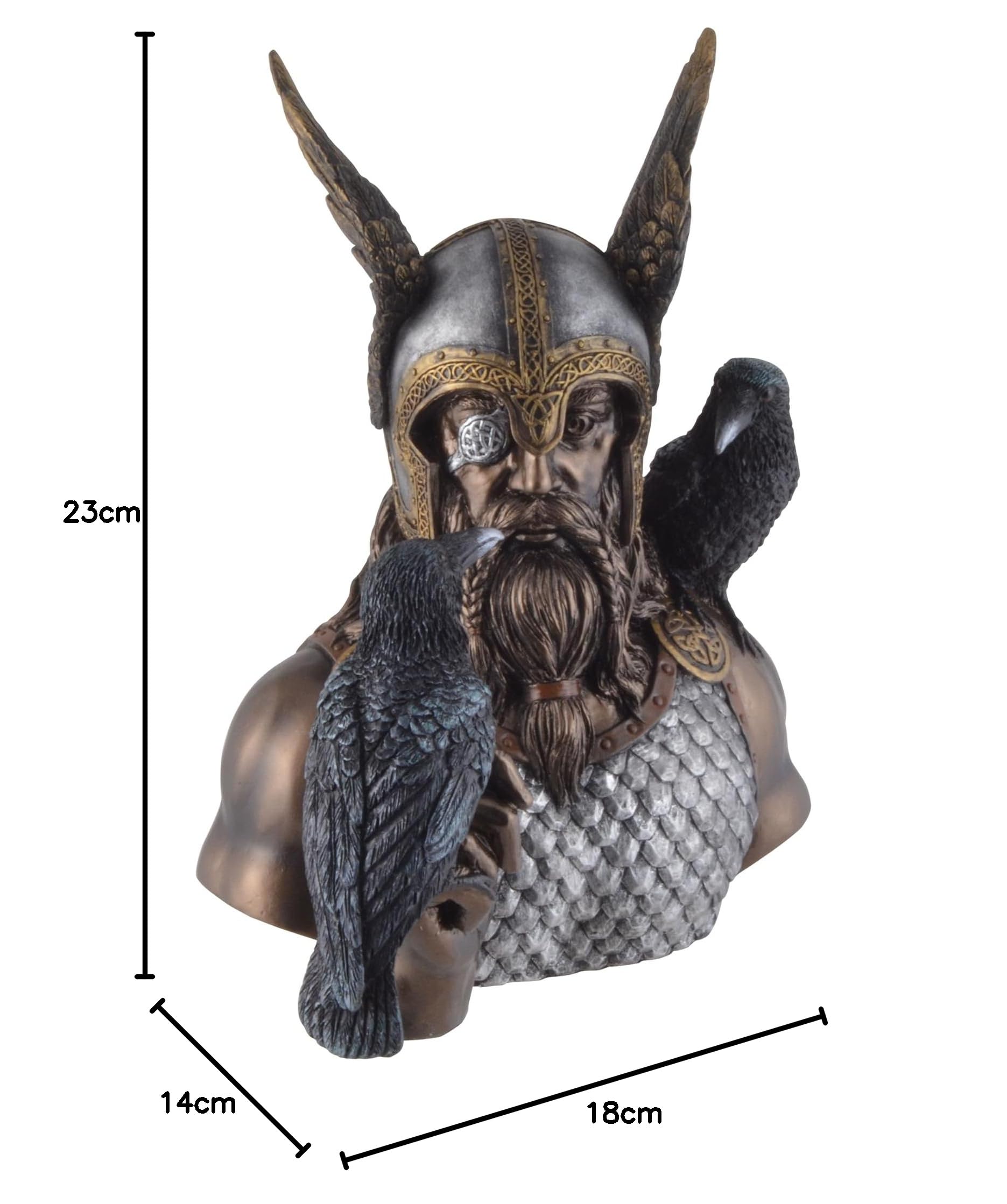 VOGLER Joh. Vogler GmbH Buste Odin avec corbeaux Hugin et Munin, peint à la main
