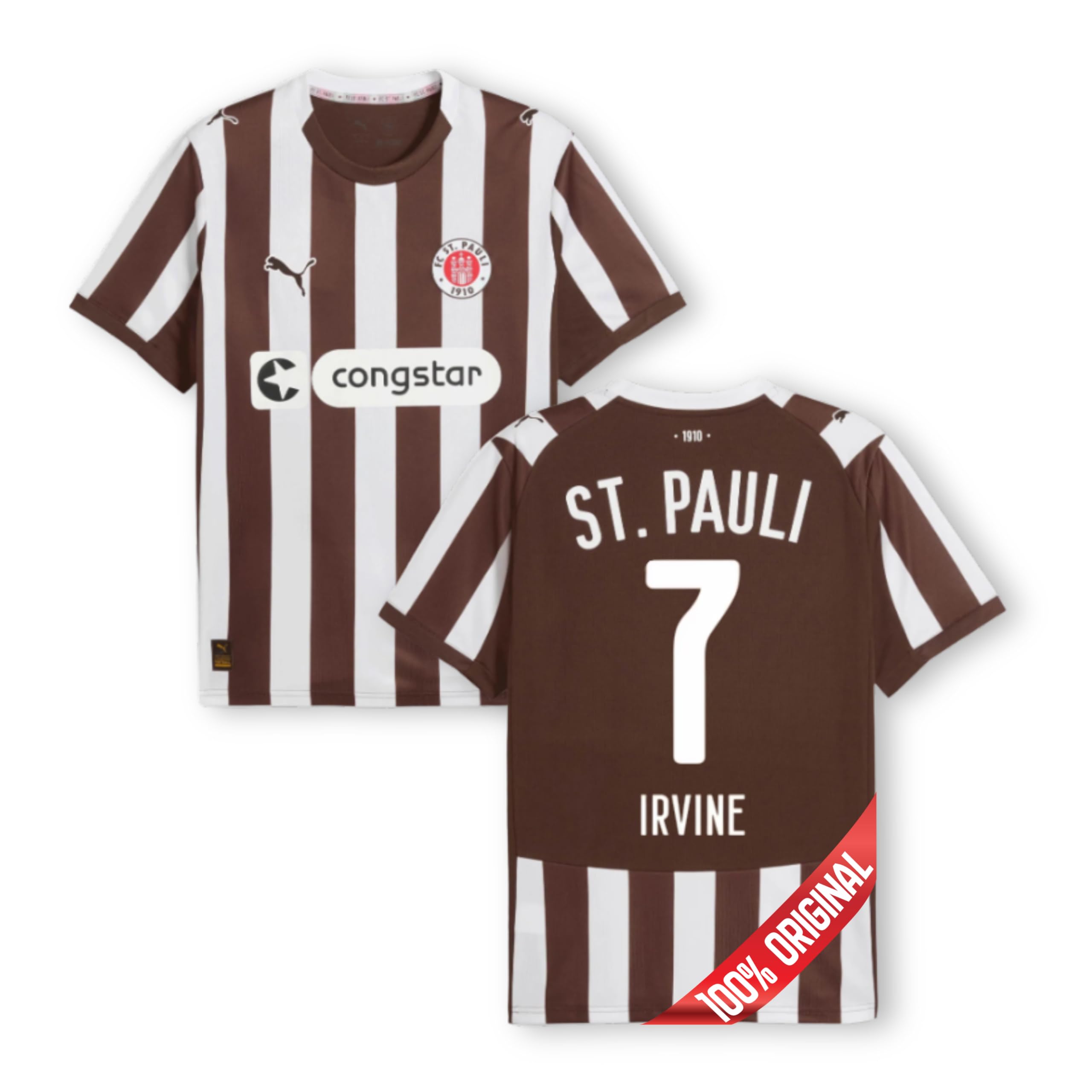 PUMA Original St. Pauli Trikot Kinder [Home 25/26] Offizielles St. Pauli Trikot [Spieler oder Personalisiert] Sport Sportbekleidung Fussball Geschenke Jungen Mädchen Fußball Fanartikel Kinder