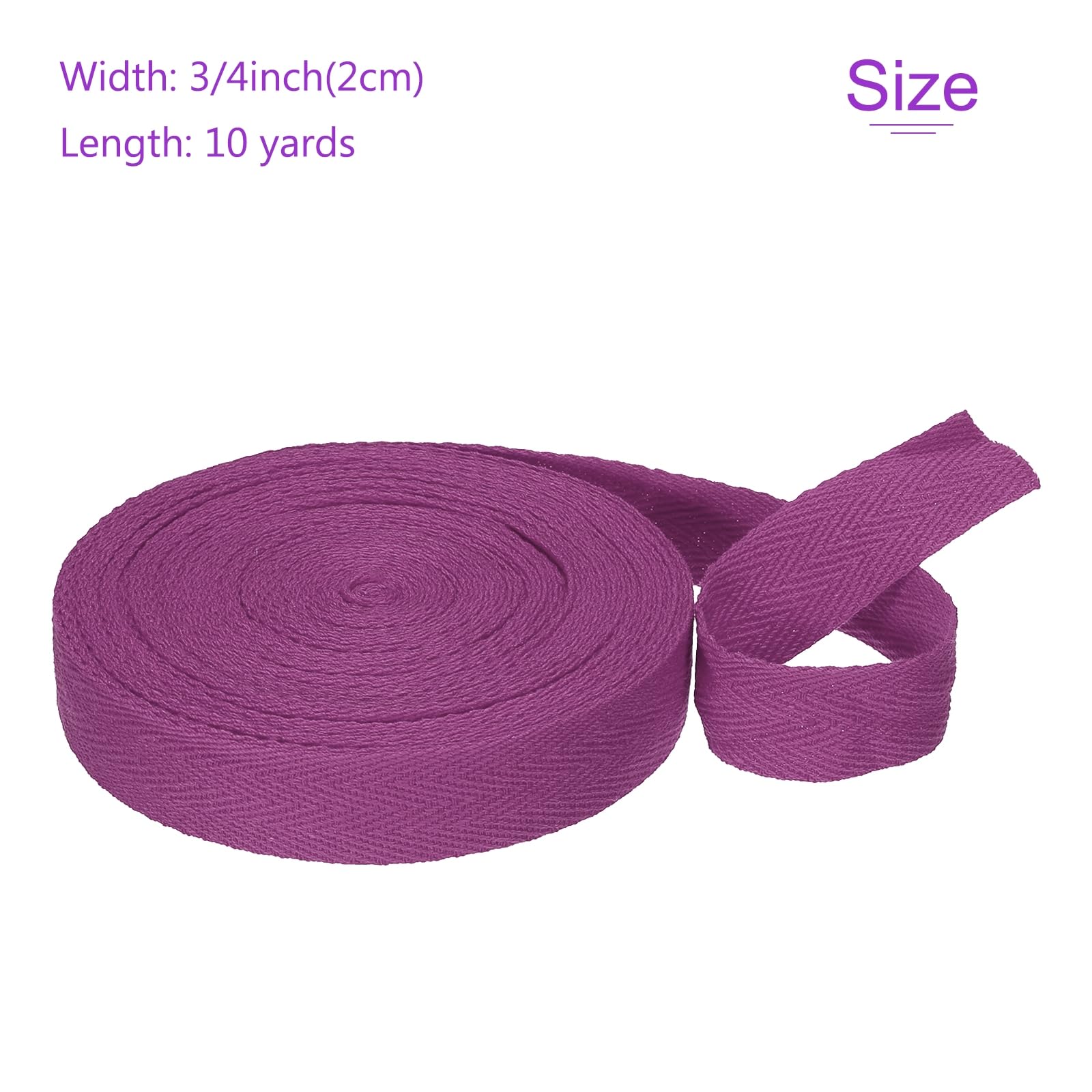 DMiotech 3/4"(2cm) 10 Yards Cotton Twill Tape Cotton Ribbons Bias Binding Tape Herringbone Tape Ribbons Purple for DIY Crafts Clothes - Image 3