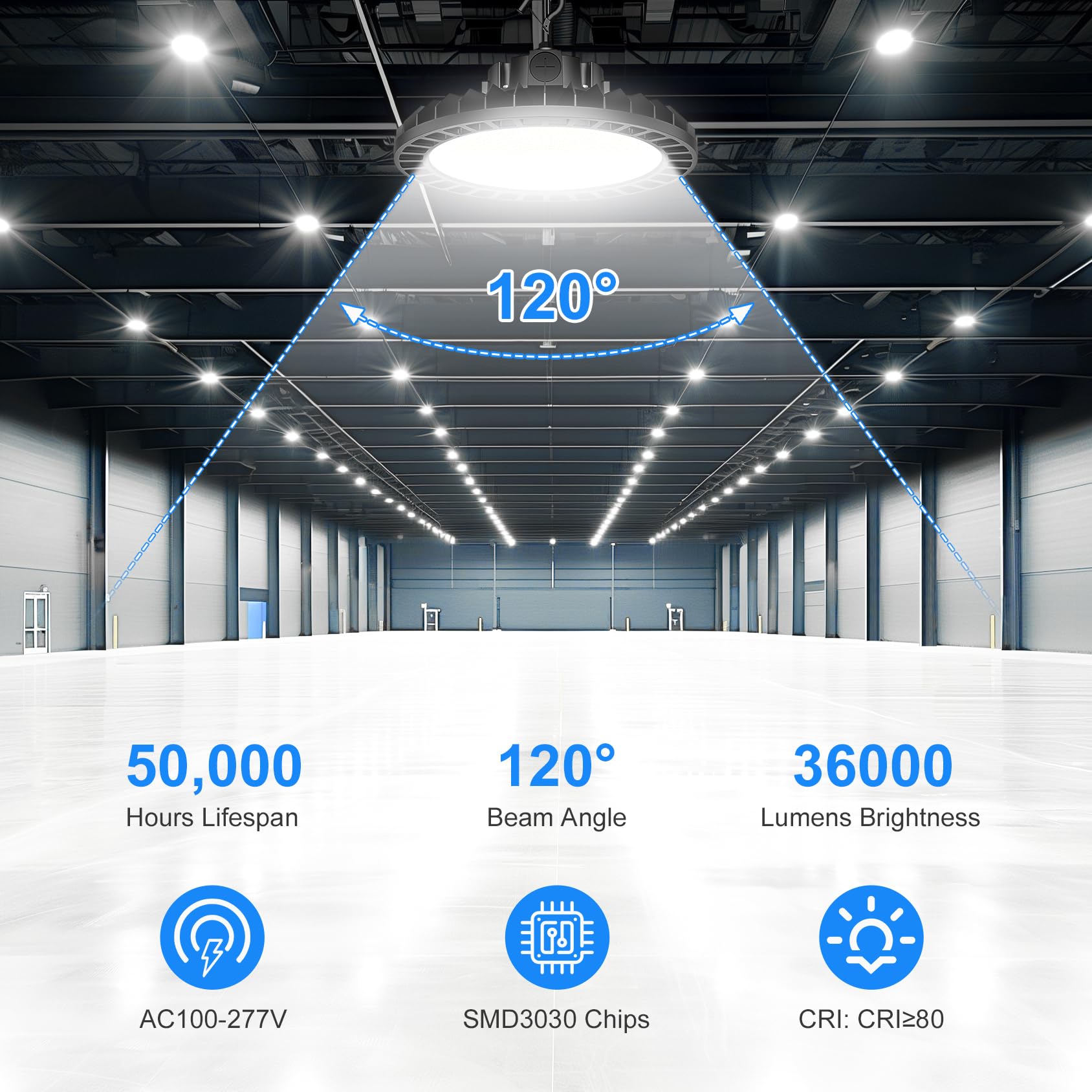 6 Pack UFO LED High Bay Light 240W 200W 150W Adjustable 5700K 5000K 4500K Dimmable DLC ETL LED — view 5