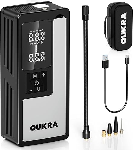 Inflador de neumáticos P009 Compresor de aire portátil, bomba de aire 4 veces más rápida de 150 PSI, bomba de neumáticos inalámbrica de apagado