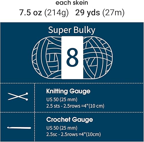 Miniatura 8 de Paquete de 8 hilos gruesos de teñido anudado para tejer a ganchillo, hilo de chenilla azul oscuro esponjoso jumbo, hilo de felpa suave voluminoso,
