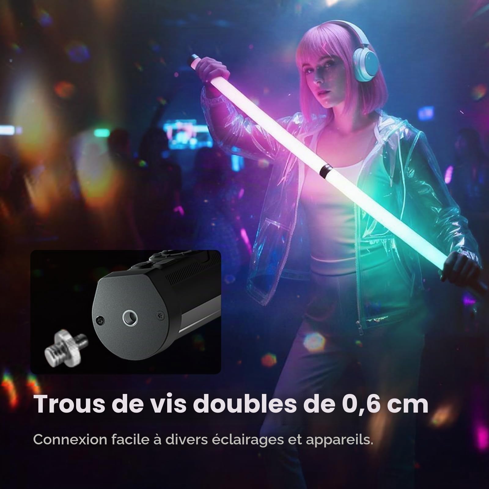 PHOTOOLEX RGB Bâton Lumineux Vidéo LED, Magnétique Portable pour Photo