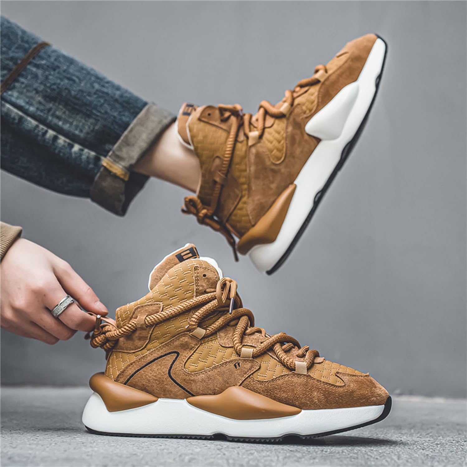 GSIGUL Mens Running Shoes Tennis Walking Shoes Chunky High top Mens Sneakers Athletic Casual Shoes for Men