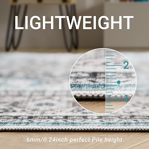 Miniatura 6 de Alfombras de área de 8 x 10 pies, resistentes a las manchas, lavable, parte trasera antideslizante para sala de estar, alfombras grandes de comedor,