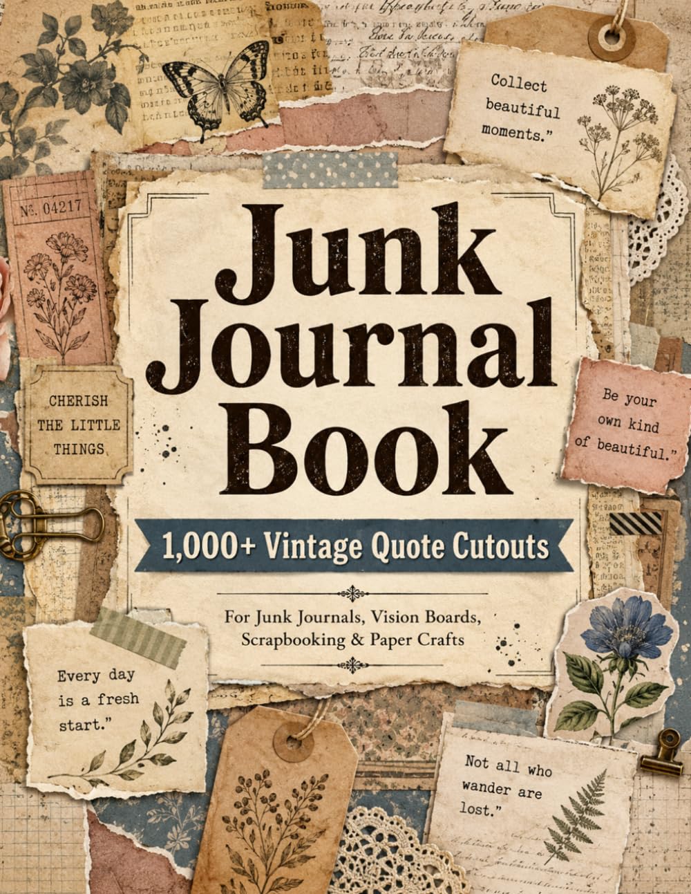 Junk Journal Book: 1,000+ Vintage Quote Cutout Images, Newspaper-Style Paper Scraps and Aesthetic Ephemera for Vision Boards, Scrapbooking and Collage Art