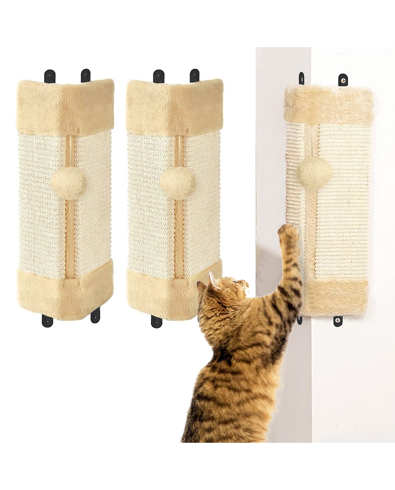 BNOSDM 3 Pack Corner ​​​​Wall Cat Scratcher Corners Pet Scratch Pad for Cats Vertical Scratching Board Sisal Protector Furniture Pet Wear Resistant