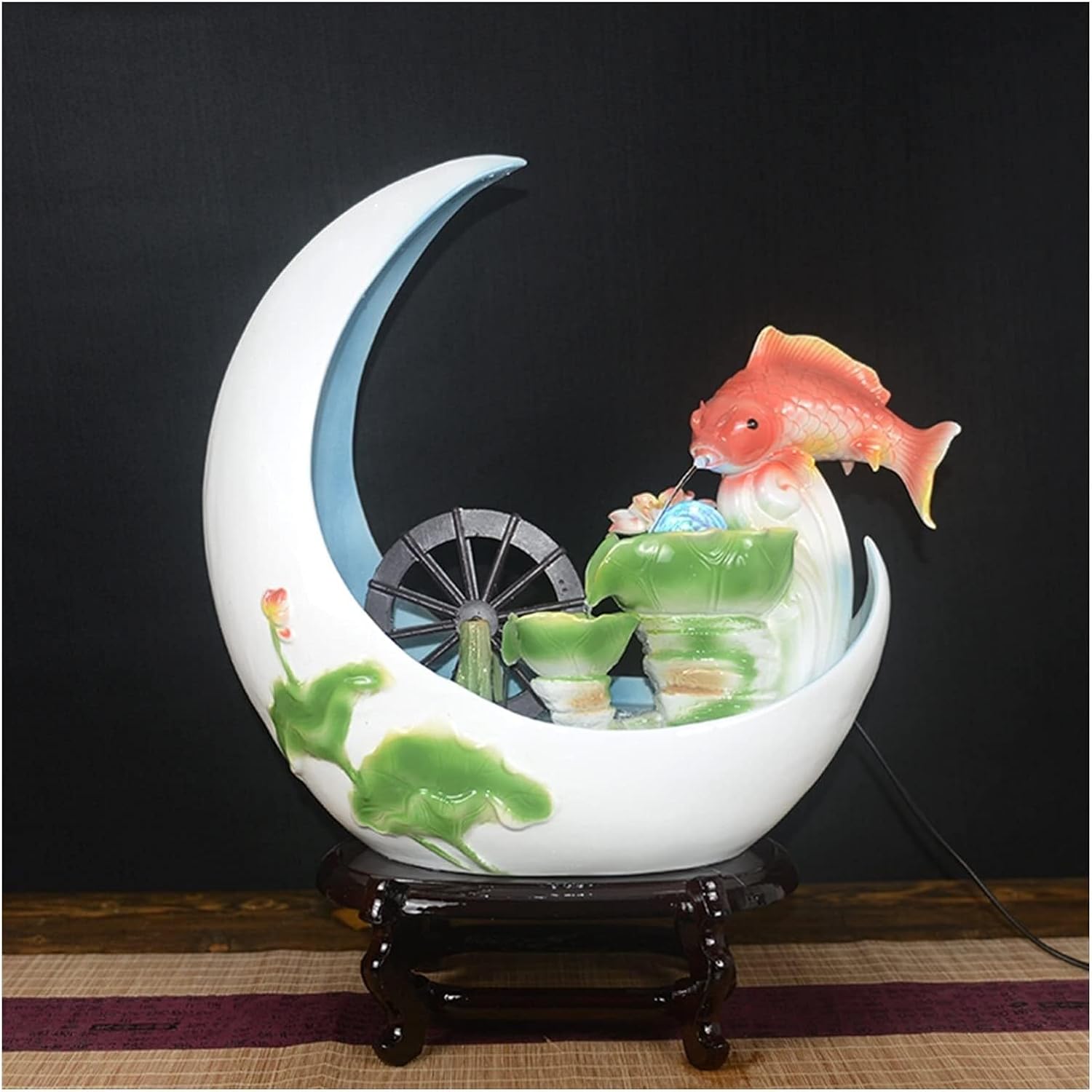 Small Indoor Water Fountain Water Features Outdoor Tabletop Fountain 21.6 Inch Ceramic Tabletop Fountain Office Relaxing Fountain