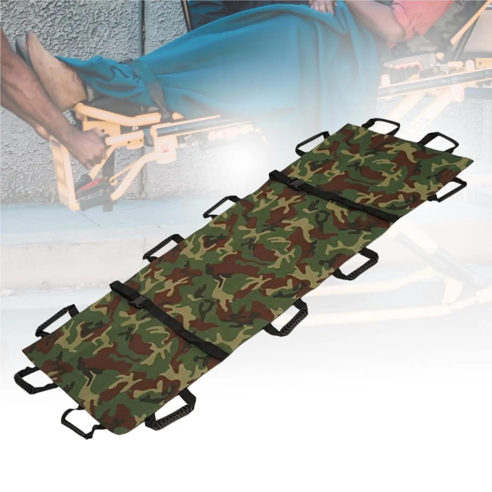 Brancard Portable Civière souple pliable avec 12 poignées en nylon, civière portable for les patients, for la maison, lieux sportifs, aides familiales et urgences(Black 02)