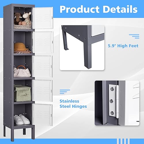 Vista 77 de Letaya Armario de almacenamiento, gabinete de metal de 66 pulgadas para empleados, 3 puertas, con cerradura para escuela, gimnasio, hogar, oficina