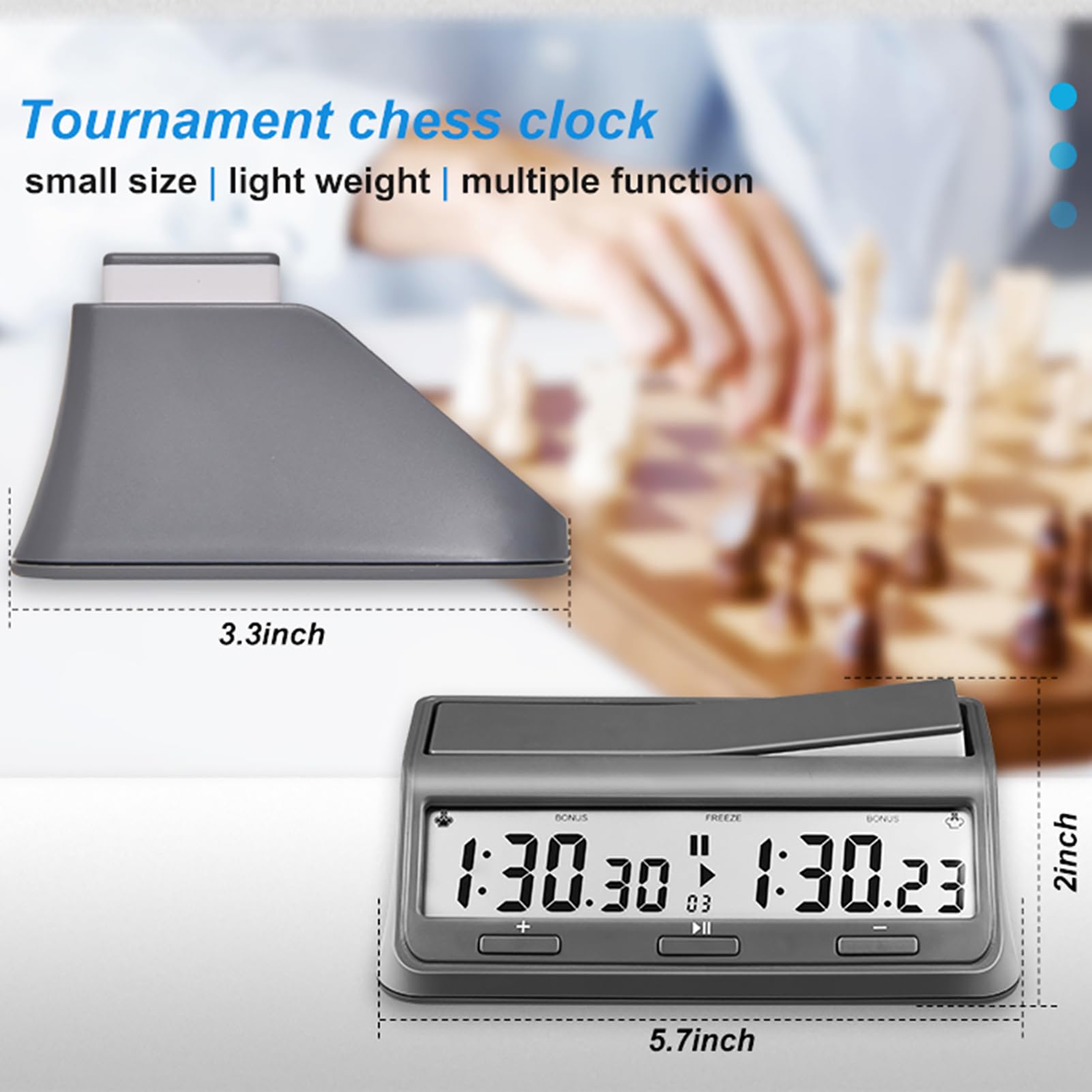Professionelle Digitale Schachuhr für 2 Spieler 37 voreingestellte Programme Countdown Verzögerungsmodi LCD-Display für Schach und chinesisches Schach