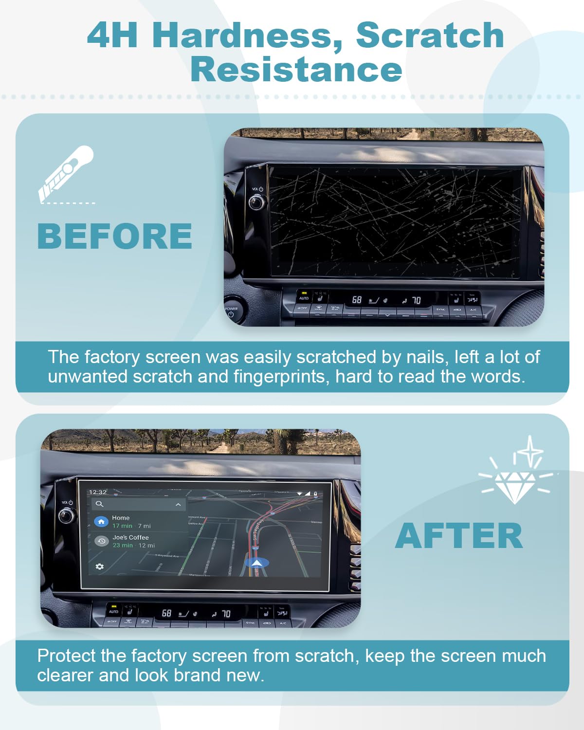 CDEFG 2 Pack for 2025 Toyota Camry 12.3” Screen Protector for 2025 Toyota Camry XSE/XLE Accessories Center Touch Screen Protector Car Display Guard (12.3-Inch)