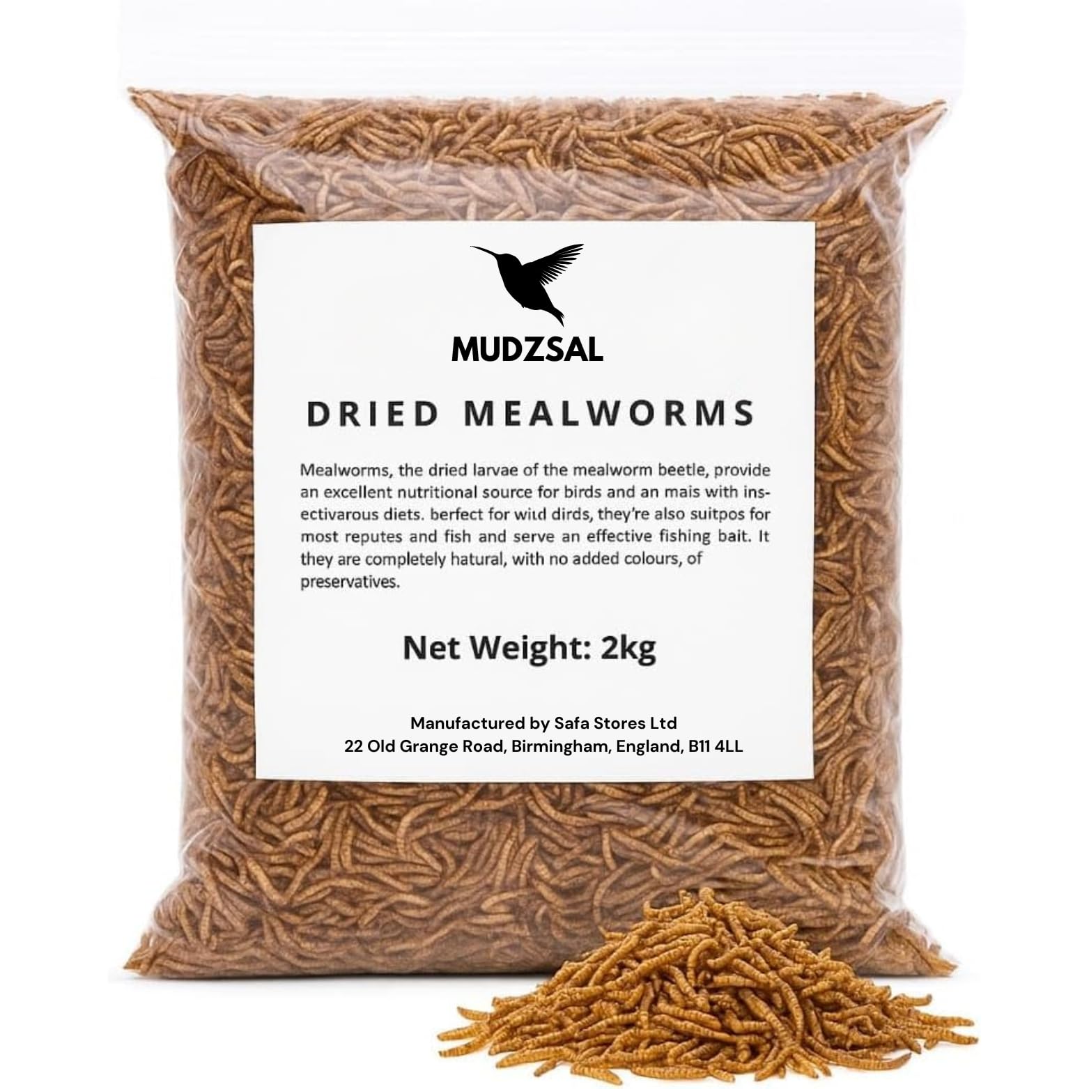 Premium 2-Kg Mealworms Bag for Wild Birds – Natural High-Protein, High-Energy Feed, Mess-Free Food for All Bird Species