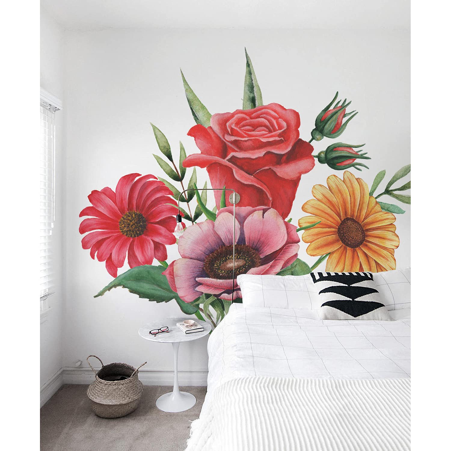 Papier peint peinture bouquet de fleurs rose haute finition Coloray