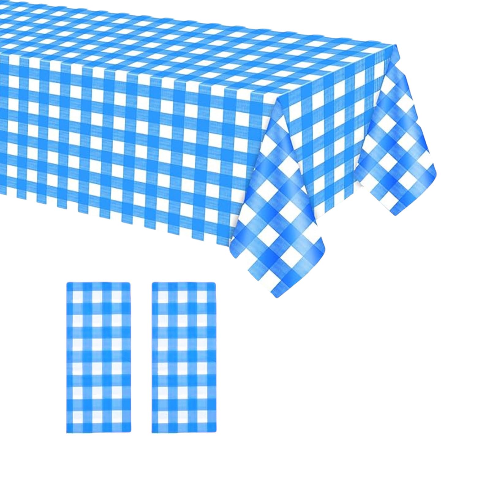 2pcs 137 x 274cm Dark Bluce Checkered PVC Table Cloth Wipeable Tablecloths Rectangular,Plaid Tablecloth Plastic Clean Tablecloth Waterproof