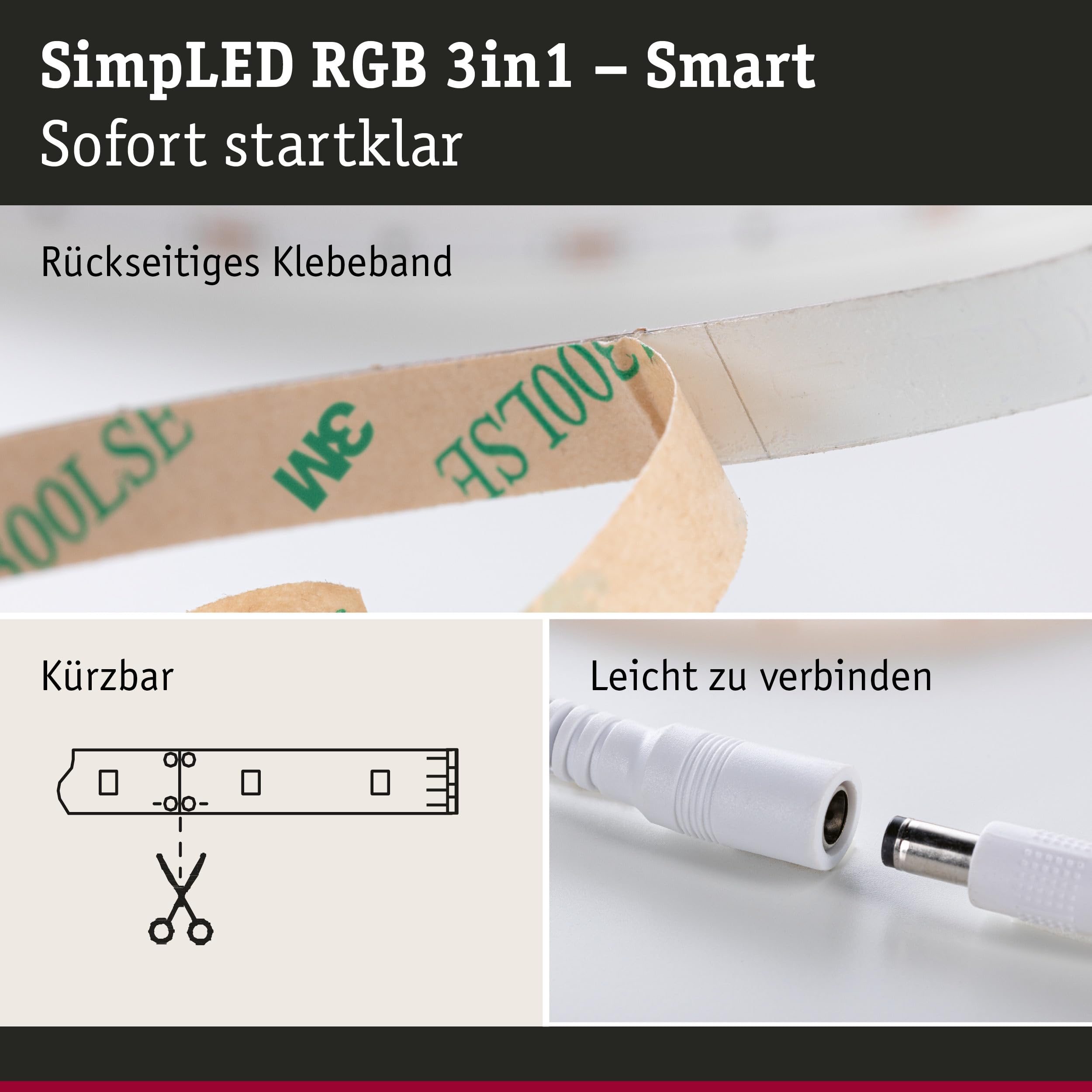 Paulmann 70535 SimpLED LED Strip Smart Home Zigbee RGB Komplettset 10m 26W 900lm 30LEDs/m RGB 36VA Profil für Leuchtstreifen