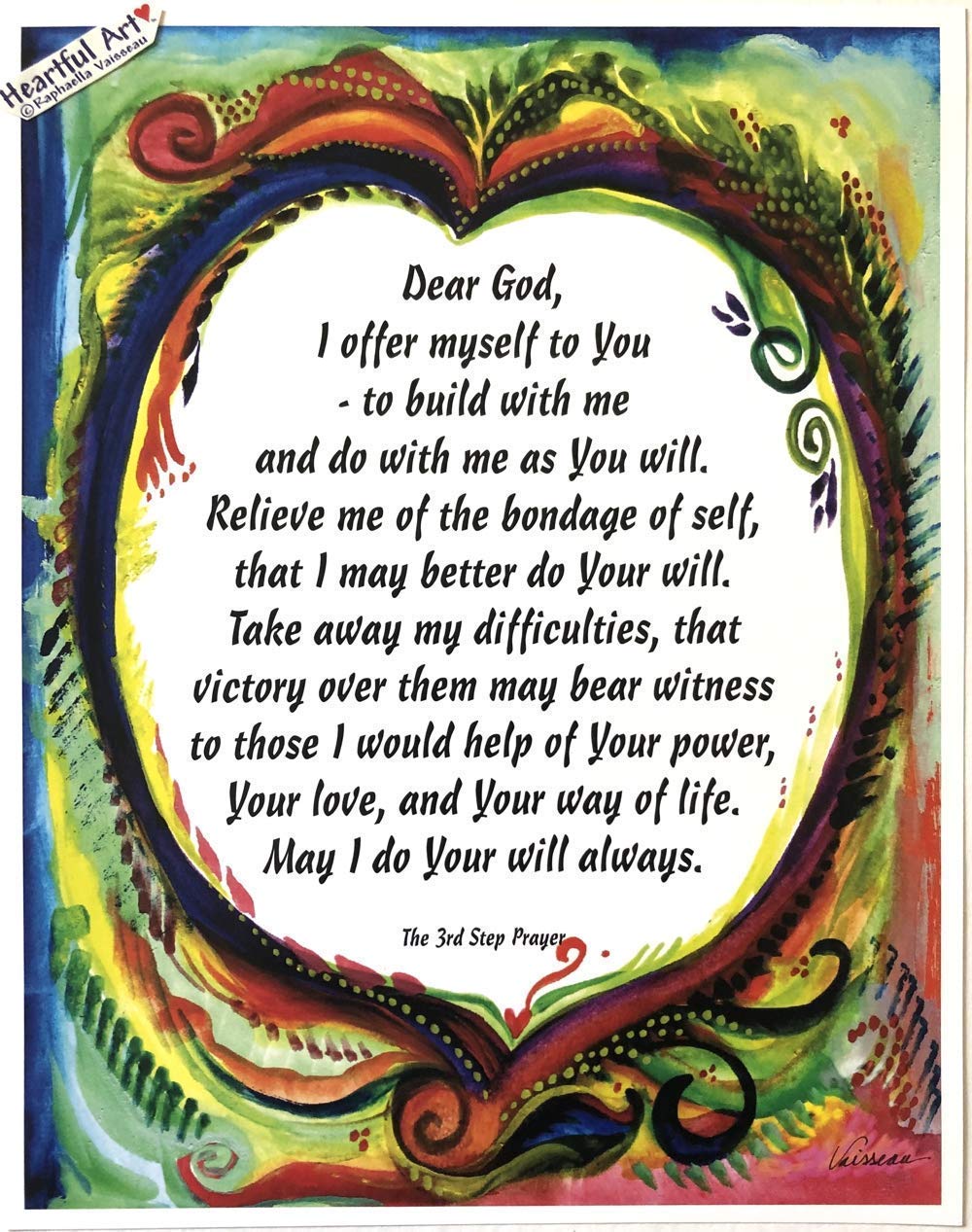Dear God 3rd Step Prayer AA poster - Heartful Art by Raphaella Vaisseau