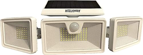 NiteLighter Luz LED de movimiento solar, reflector activado por movimiento al aire libre con lámparas giratorias, foco de energía solar, luz de
