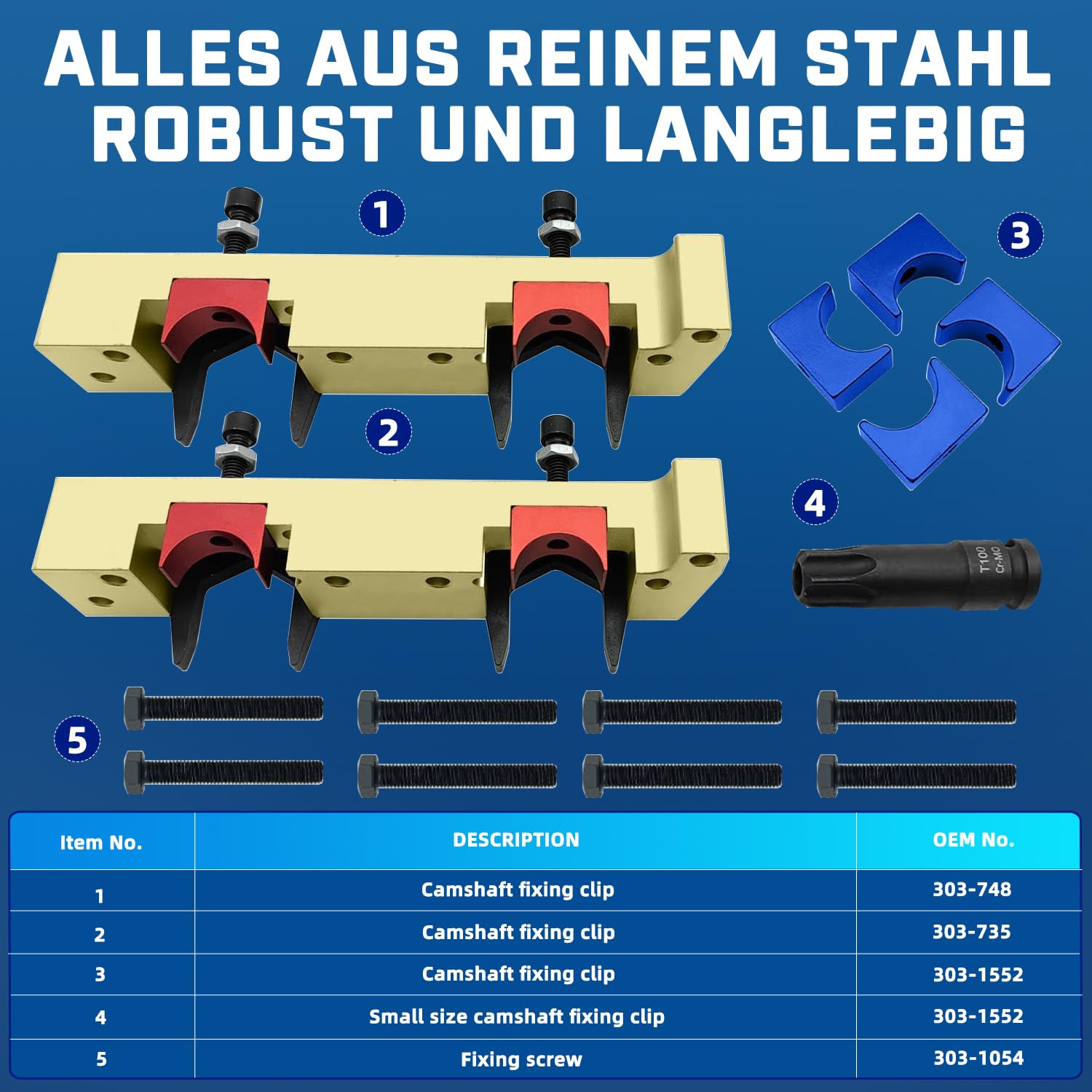 Kit d'outils de blocage et d'alignement d'arbre à cames | Compatible avec les moteurs Mercedes Benz M133, M270, M274, M264 | Kit de 15 pièces avec sac de transport, OEM: 270589016100,