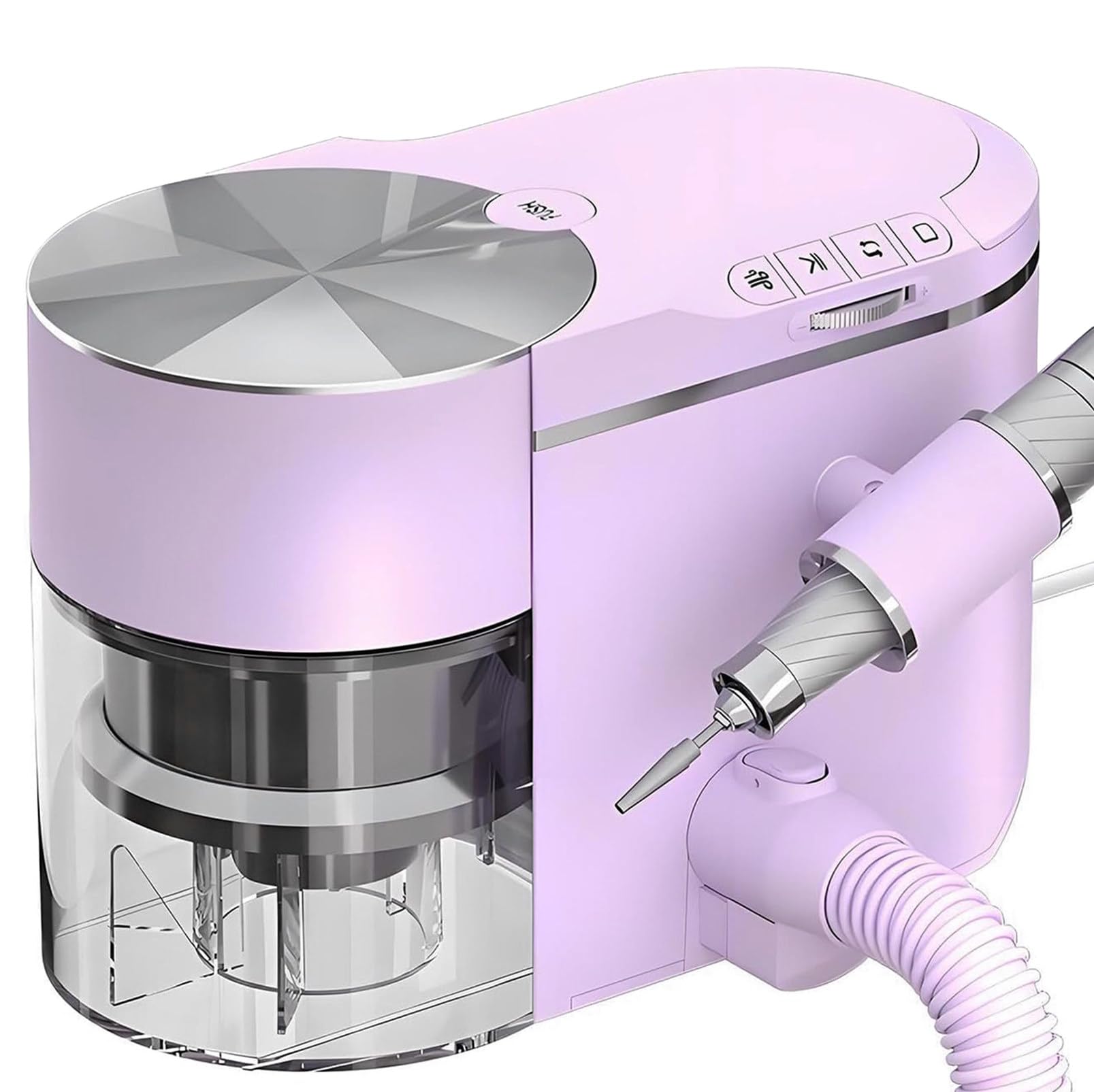 Professional Electric Nail Drill E-File Machine - 30,000 RPM Nail Drill with Dust Collector, ≤58dB Low Noise & LED Speed ​​Display for Salon & Home, Removable Collection Box, Easy to Clean Purple