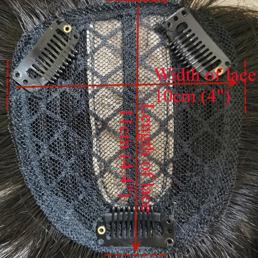 Miniatura 2 de Toppers invisibles de cabello humano para mujer, con clip, con flequillo de aire 3D, flequillo, 3.9 x 4.3 in, parte media, pelucas de cuero