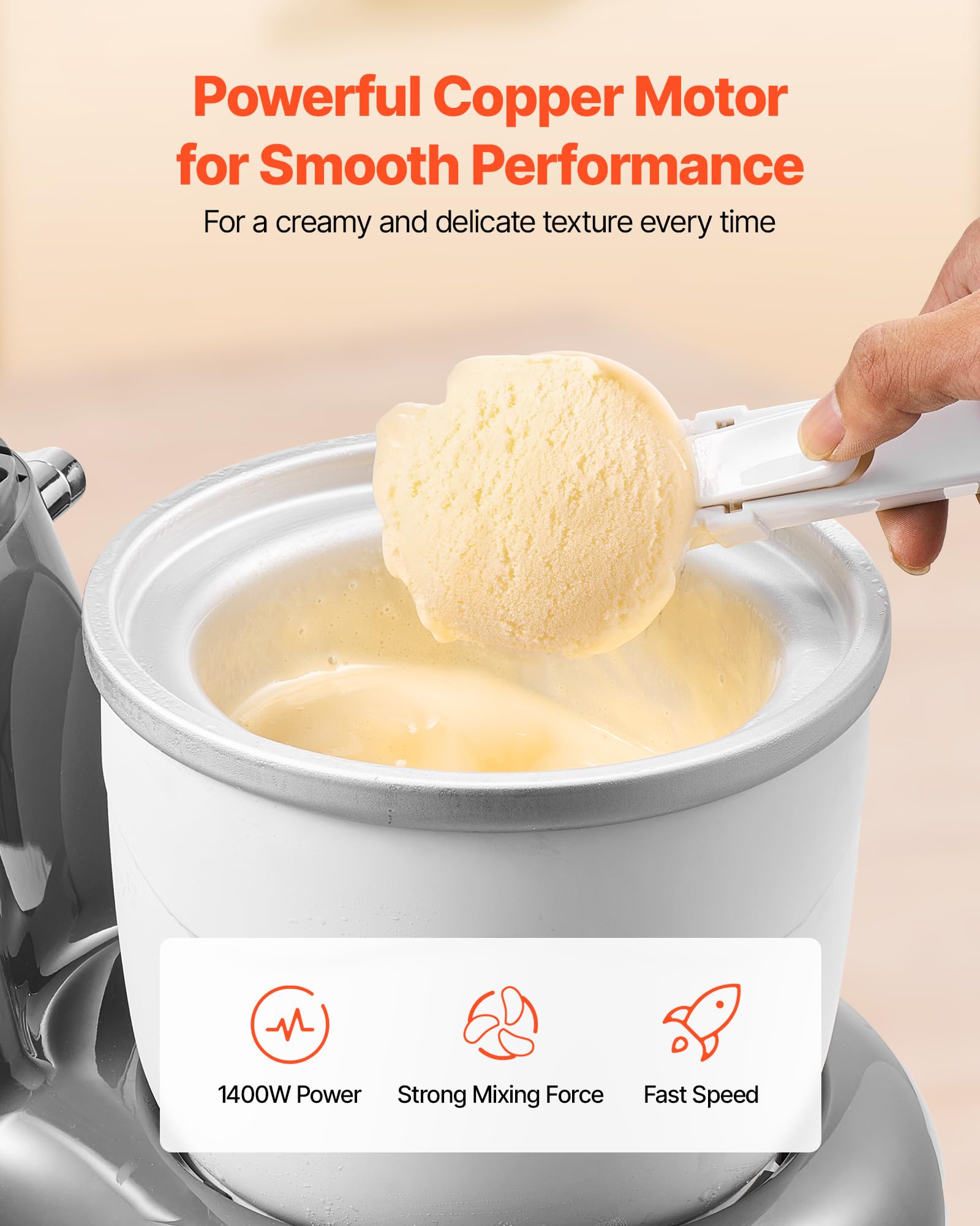 VEVOR Gelatiera 1,7L, Planetaria a 6 Velocità con Display Digitale a LED, Timer, Paletta, Gancio per Impastare e Paraspruzzi, per Yogurt Gelato Fai da Te, Gelato alla Frutta, Sorbetto, Grigio 1400W