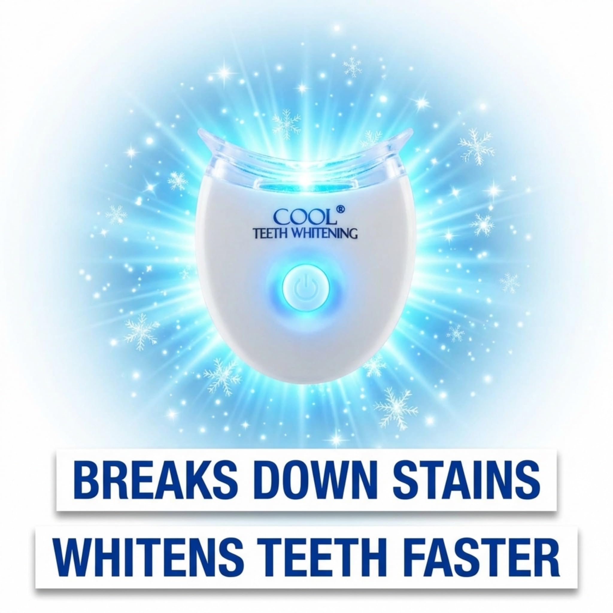 Cool Teeth Whitening (2) bandejas y (1) acelerador de luz LED azul para blanquear más rápido 1 par de termoformado moldeable termoformado boca blanqueador dental bandejas blanqueador dental