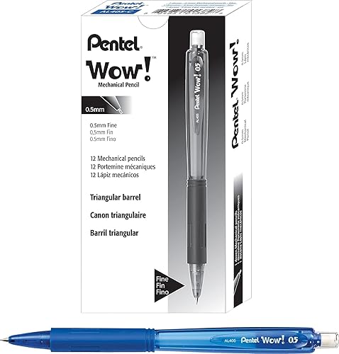 Miniatura 3 de Pentel Wow - Lápiz mecánico, 0.020 in, barril azul, caja de 12 (AL405C)