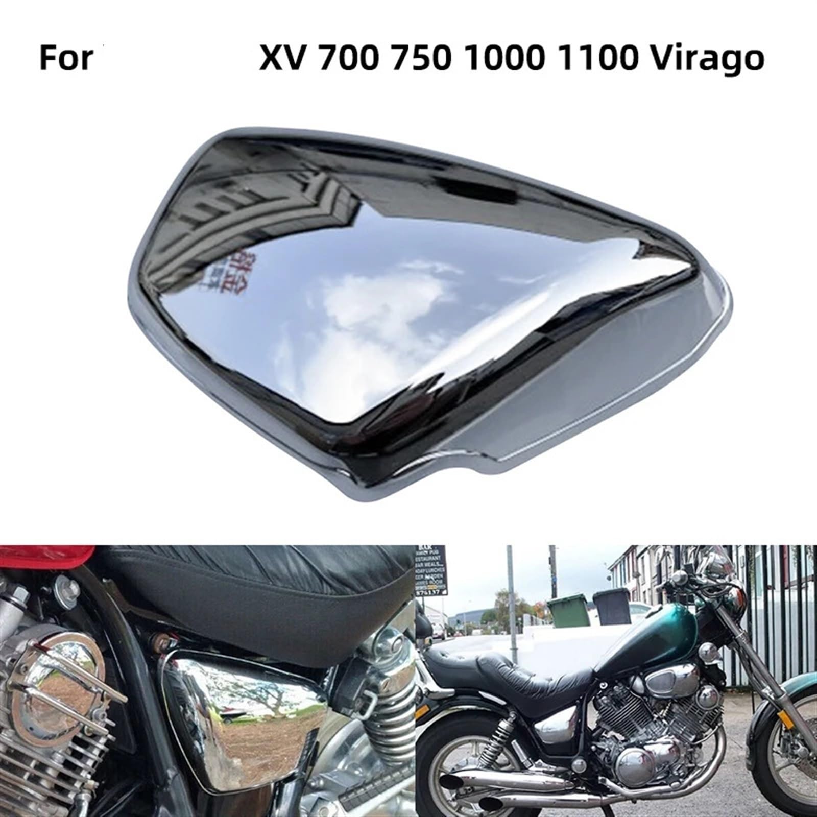 for Yamaha, XV 700 750 1000 1100 Virago 1984-Up Motorrad Chrom Batterie Verkleidung Abdeckung Links Rechts Seite Schutz Zubehör Batterieseitige Verkleidungsabdeckungen(Left Right)
