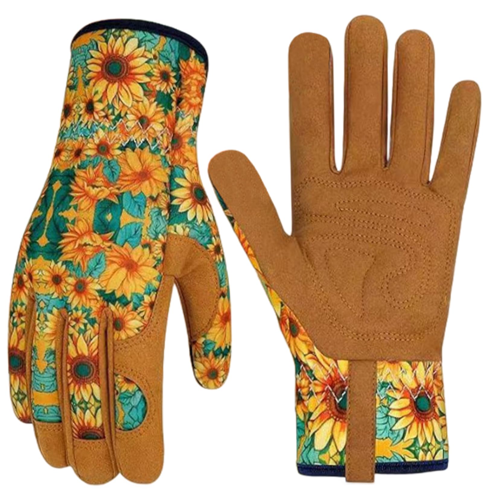 Womens Gardening Weeding Working Gloves, Leather Garden Glove High-Dexterity Thorn Proof for Digging Planting Pruning