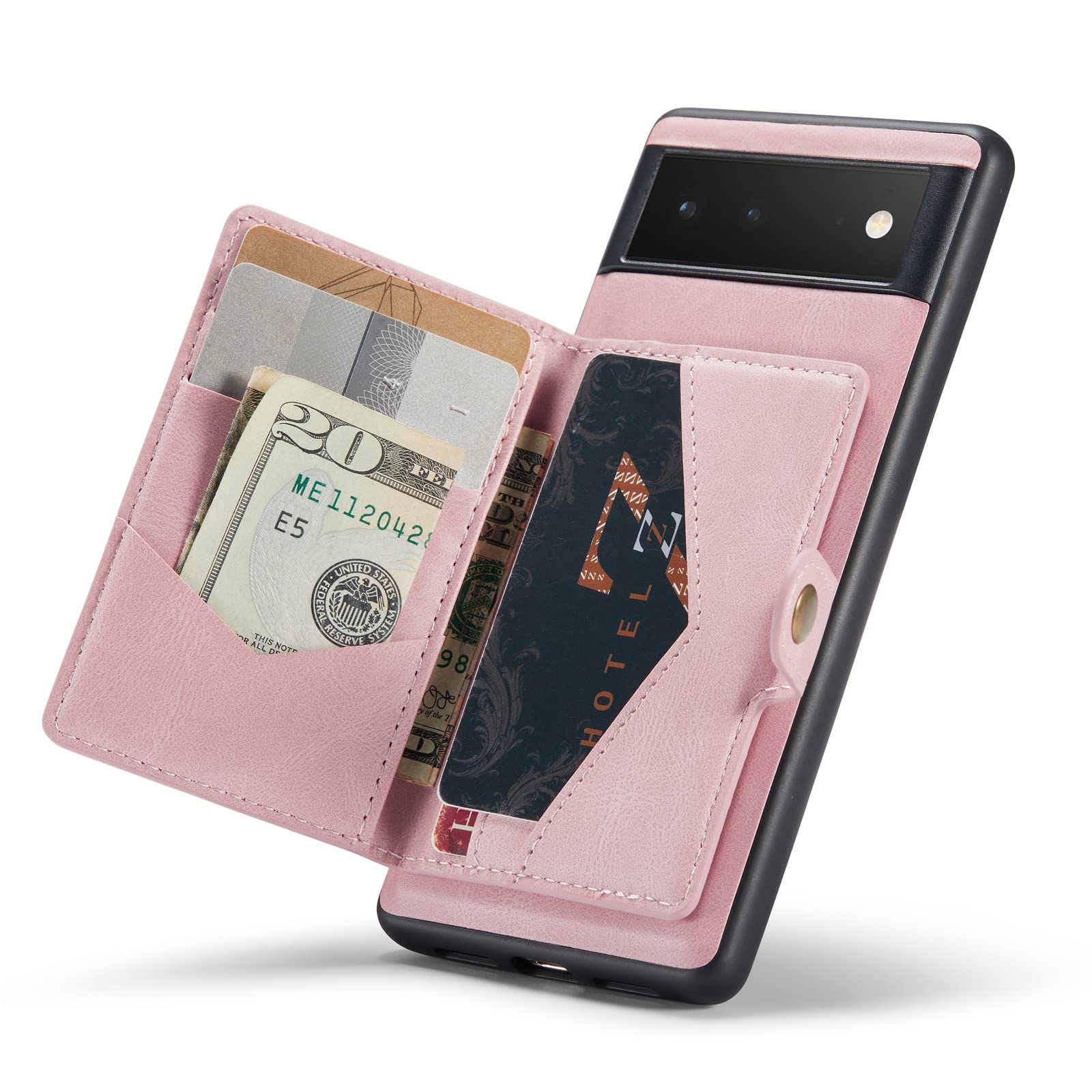 HXY Case for Google Pixel 6 Pro, Detachable Magnetic Wallet Credit Card Slot Case Cover Support Wireless Charging Compatible with Google Pixel 6 Pro (