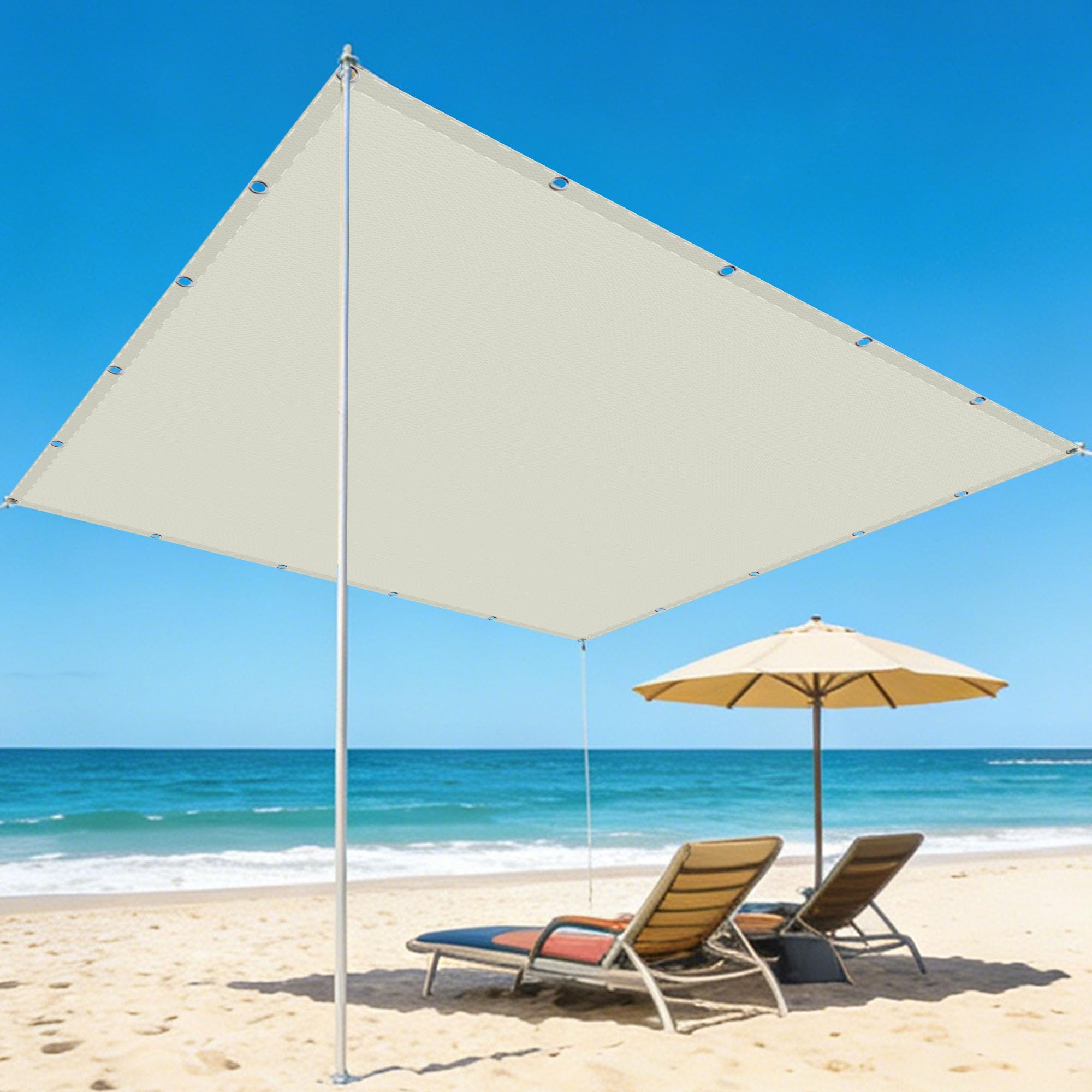 Voile d'ombrage imperméable blanc cassé 2x8m pour sublimer votre balcon ou terrasse