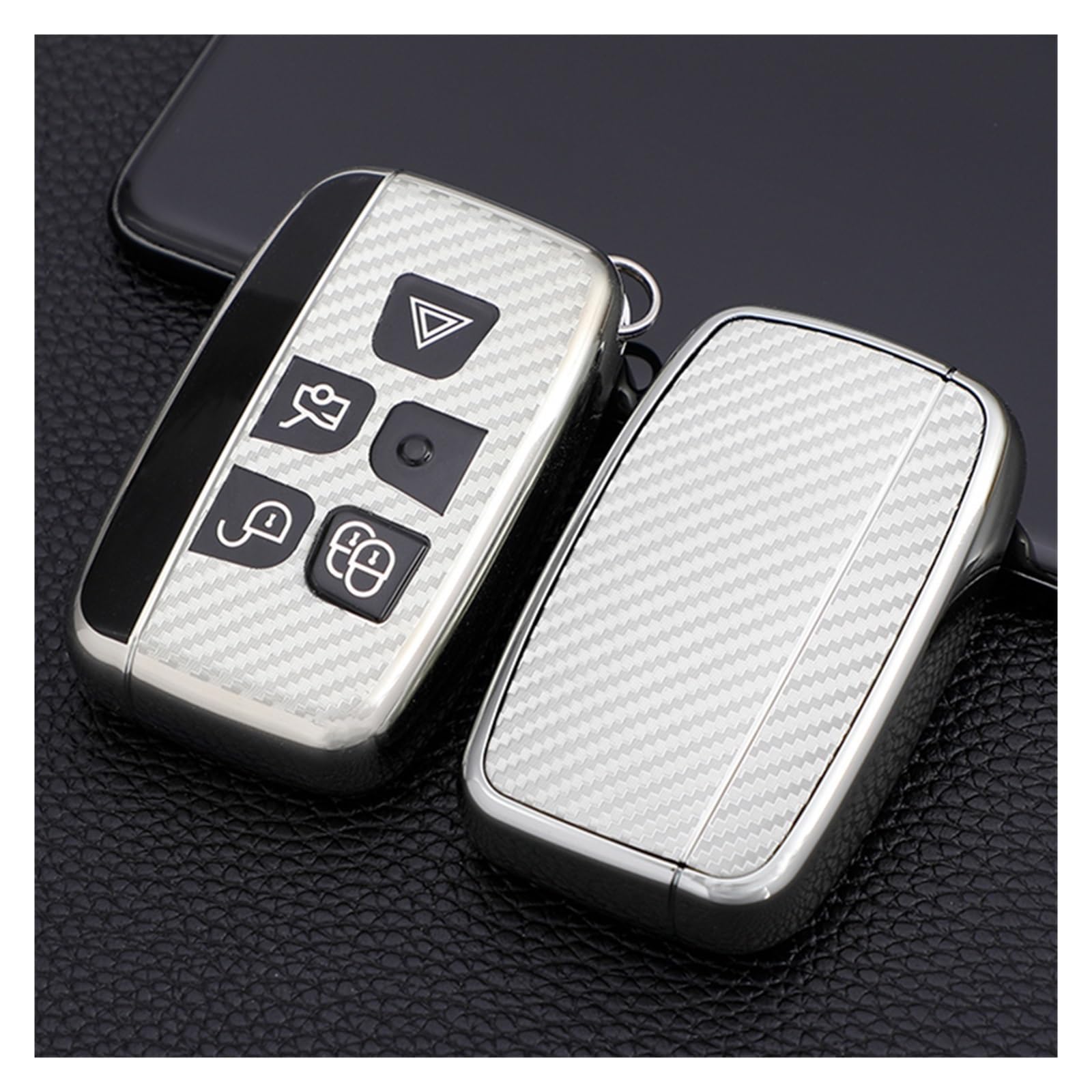 Funda Llave para Range para Rover Sport para Evoque para Freelander para Velar para Discovery 4 Funda para Mando A Distancia del Coche Cubierta Fob(Green Chin)