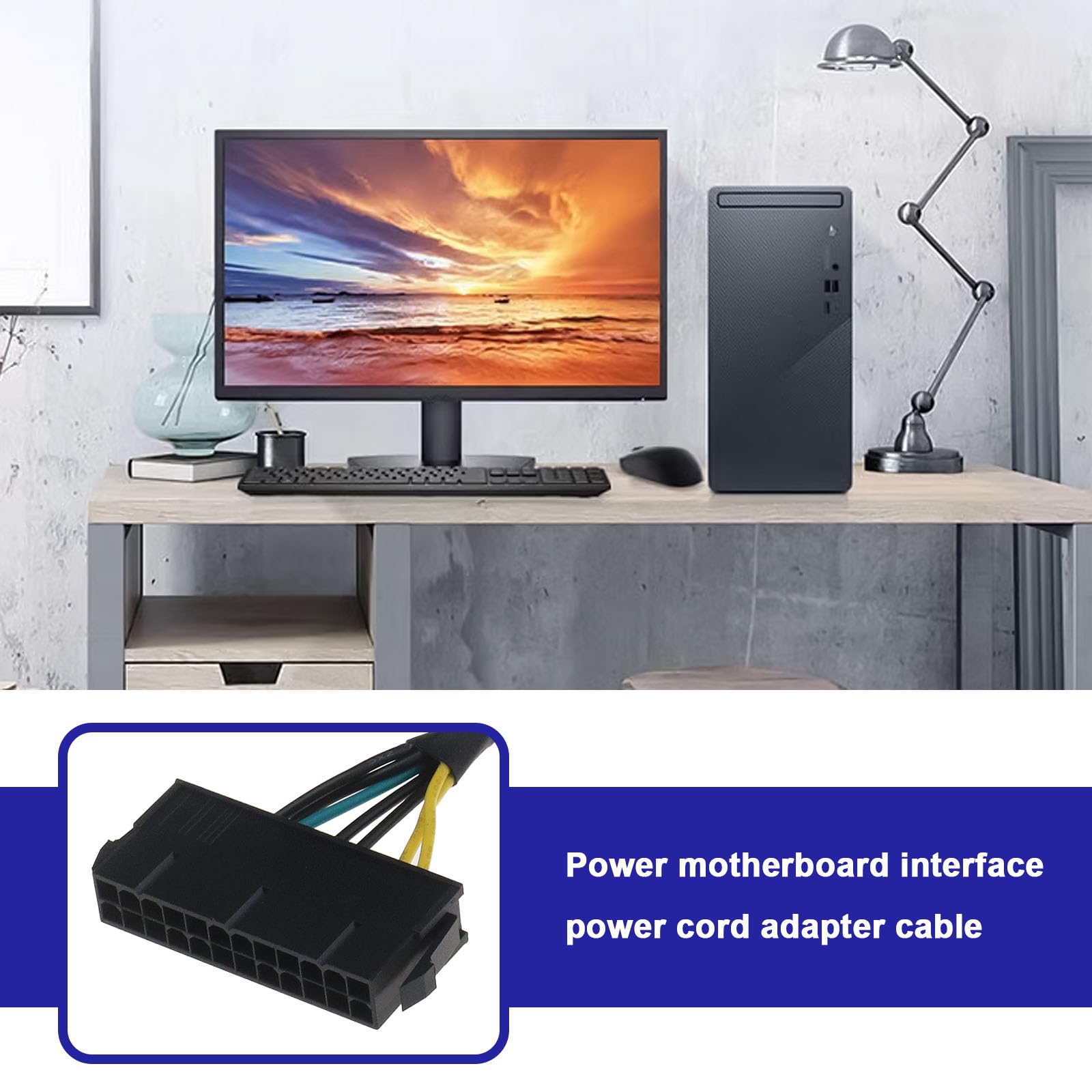 YINETTECH 24Pin to 6Pin ATX Power Supply Adapter Cable - Compatible with Dell Inspiron 3470, Optiplex, Dell Vostro