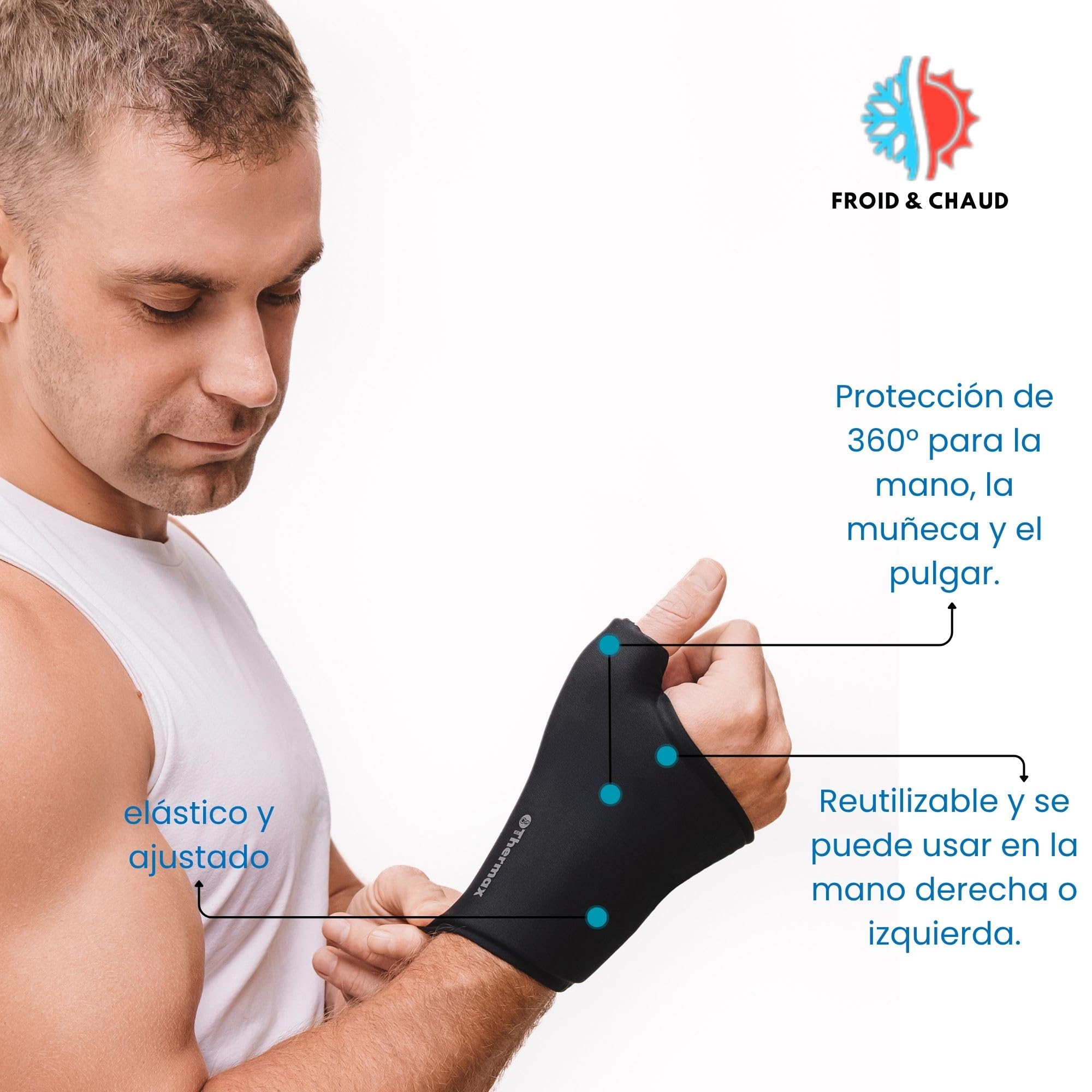 IceThermax Wrist Brace Muñequera Frío y Calor Reutilizable – Muñequera para Tendinitis, Wrist Support, Férula de Muñeca, Compresa Gel Terapia para Dolor de Muñeca, Mano y Articulaciones